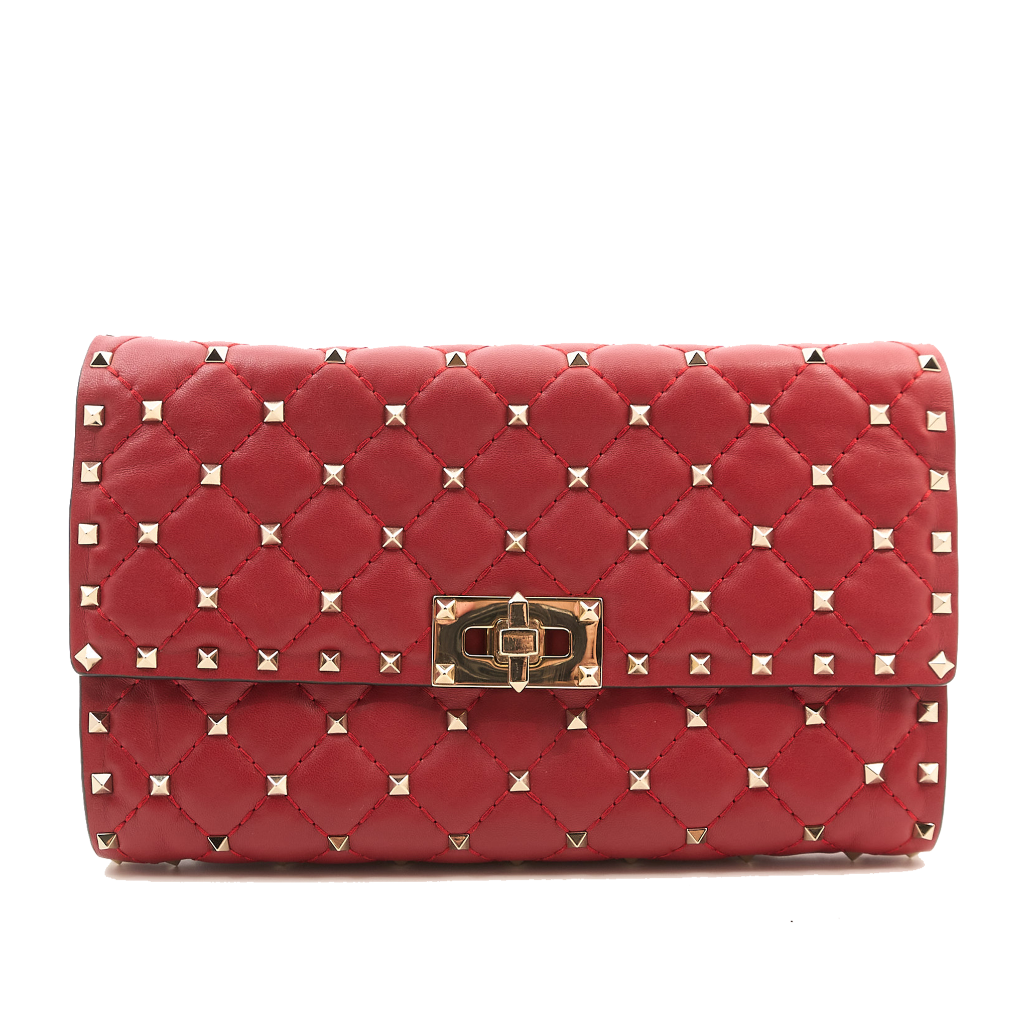 Valentino Garavani Rockstud Red Leather Shoulder Bag