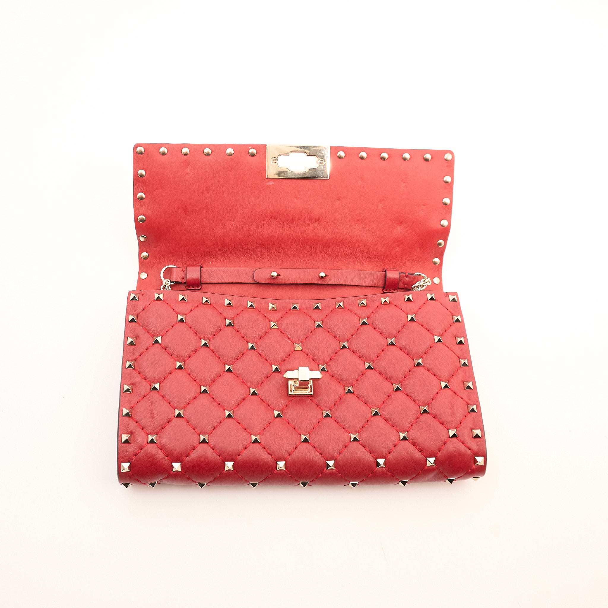 Valentino Garavani Rockstud Red Leather Shoulder Bag
