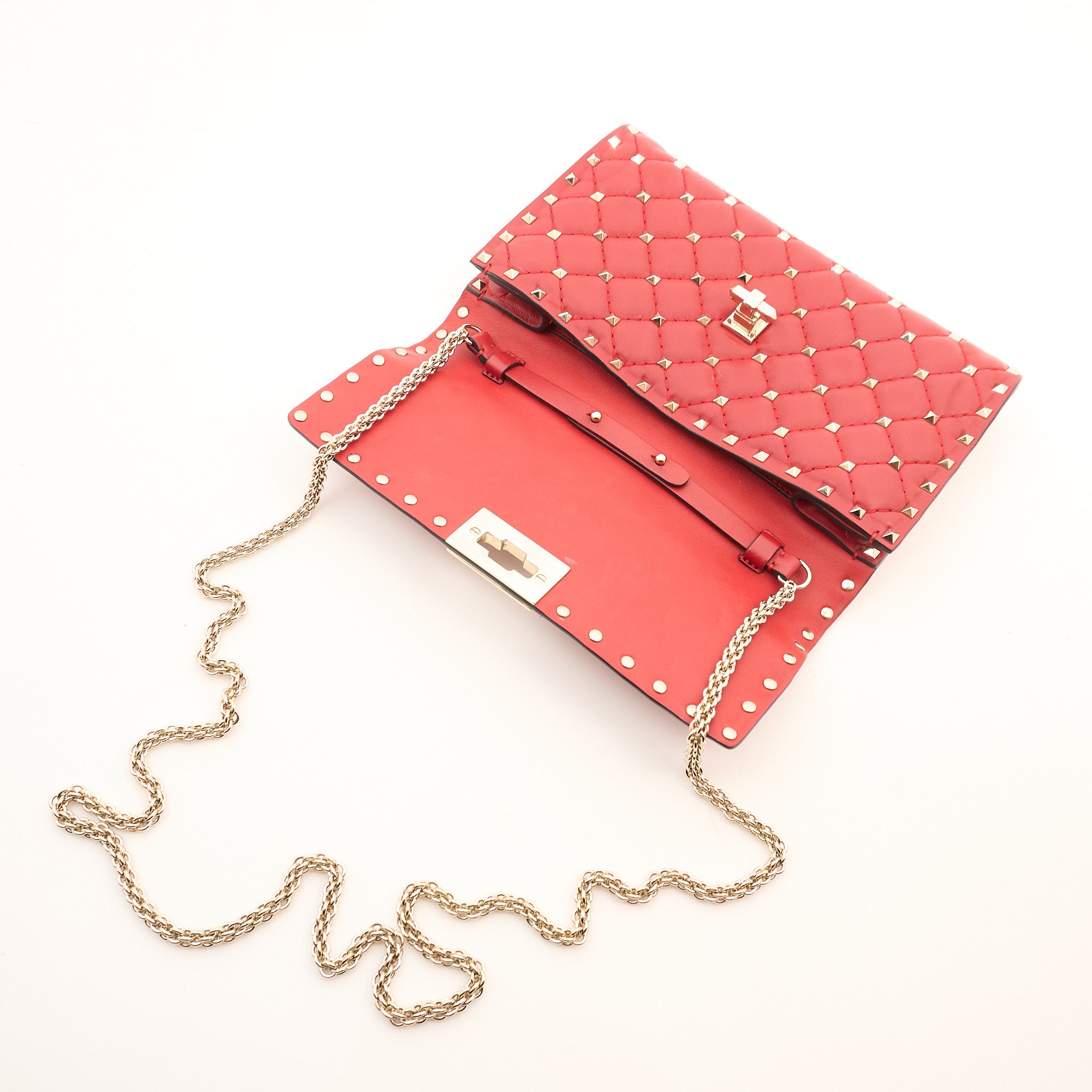Valentino Garavani Rockstud Red Leather Shoulder Bag