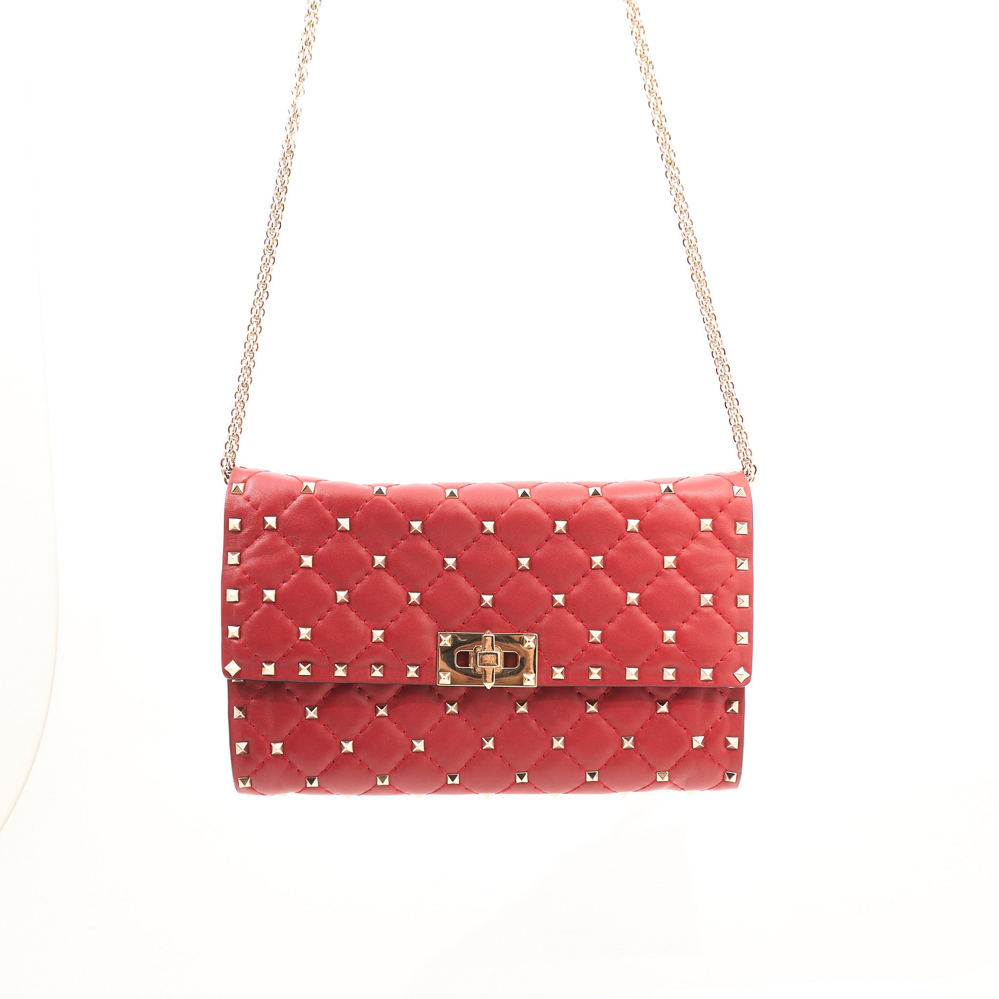 Valentino Garavani Rockstud Red Leather Shoulder Bag