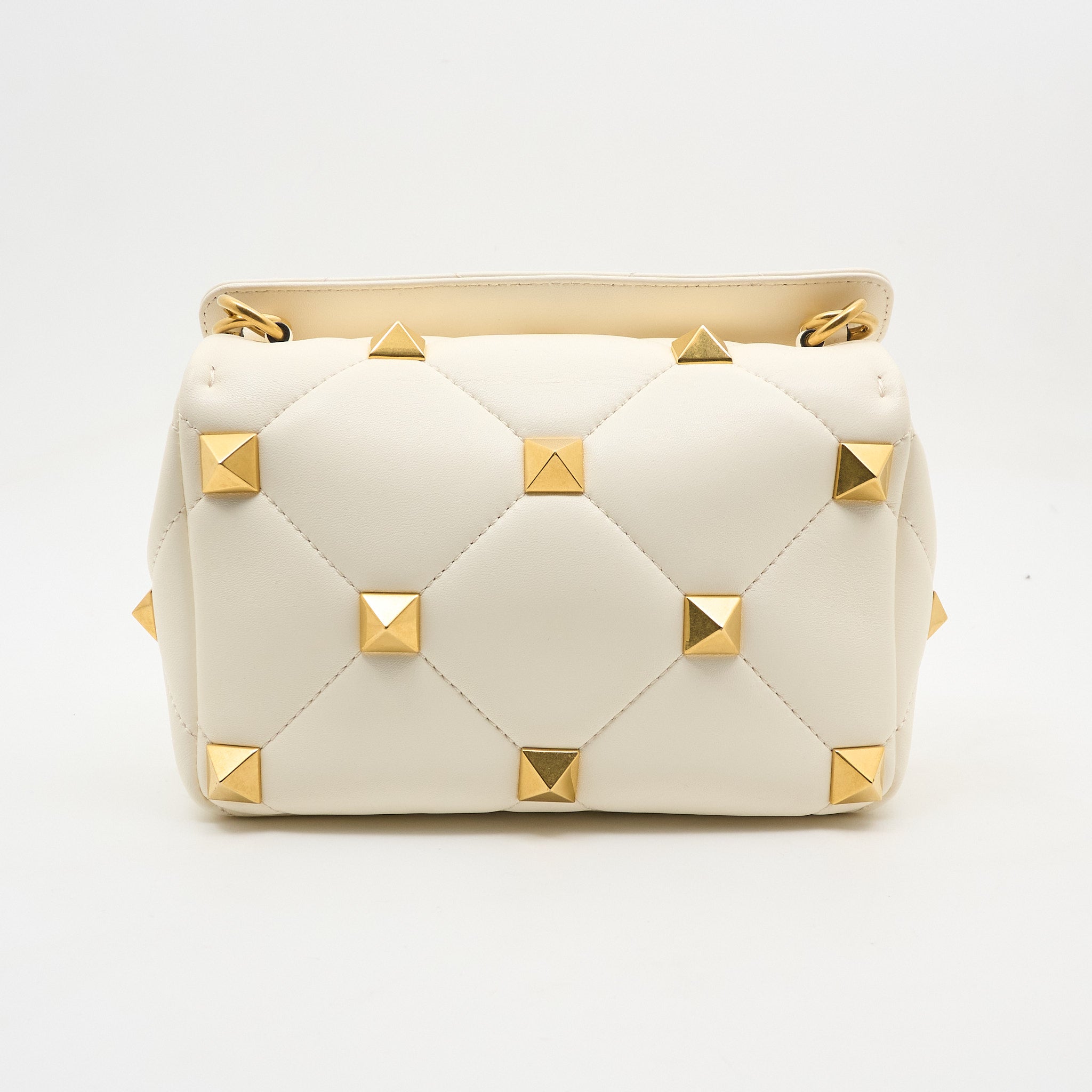 Valentino Garavani Roman Rockstud Bag in White Nappa Leather