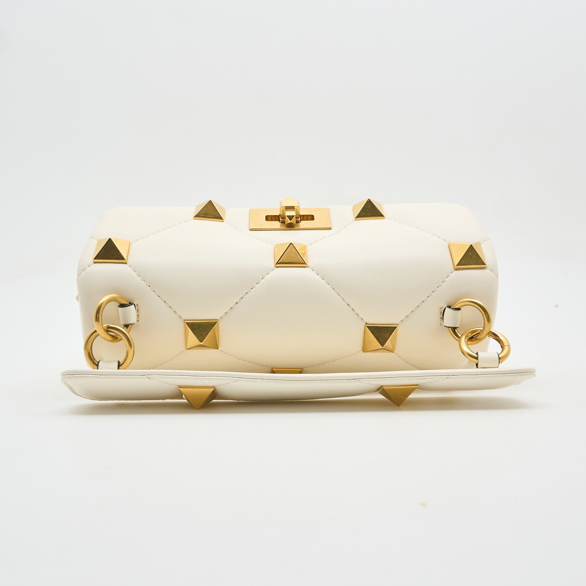 Valentino Garavani Roman Rockstud Bag in White Nappa Leather