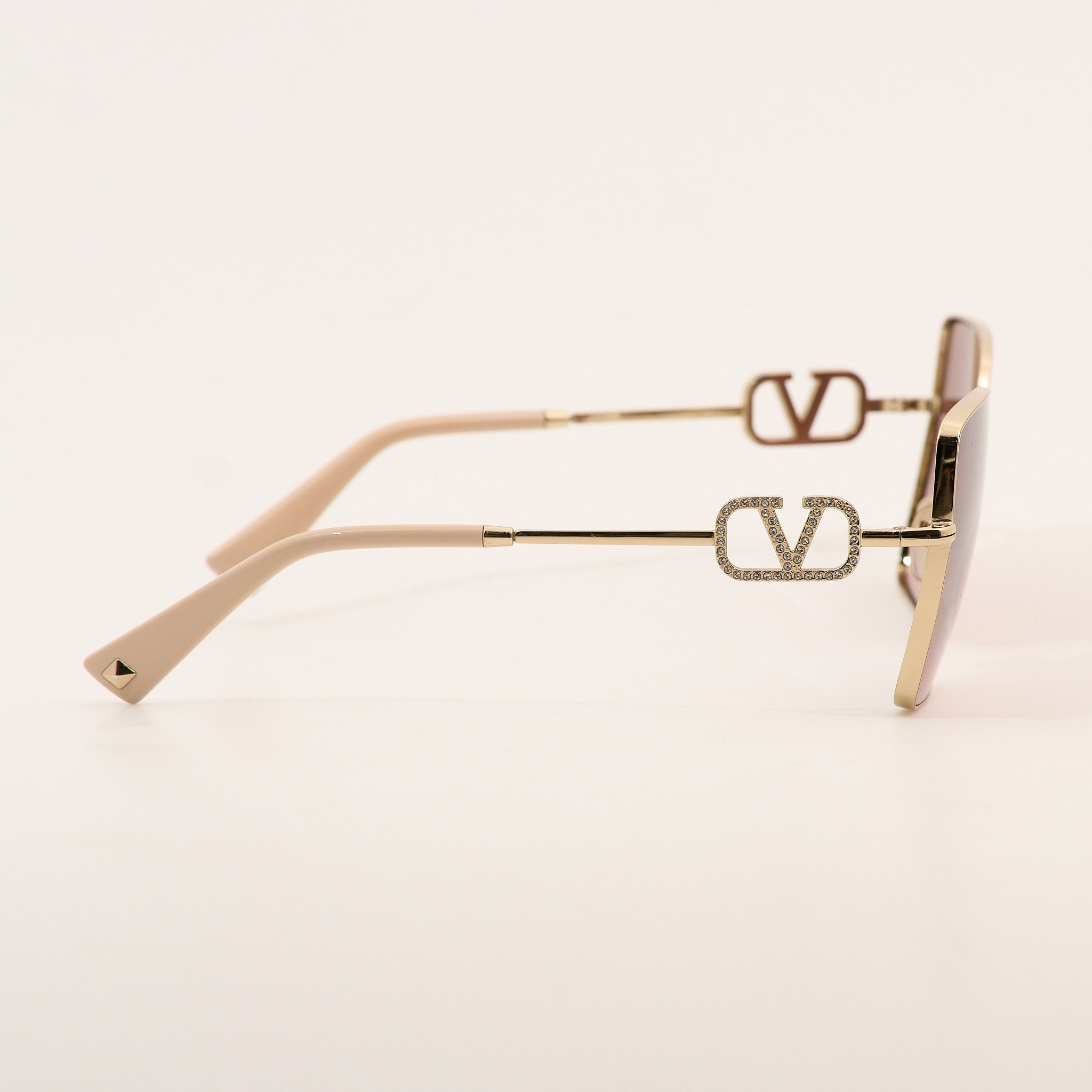 Valentino Rose Lens Gold Square Sunglasses