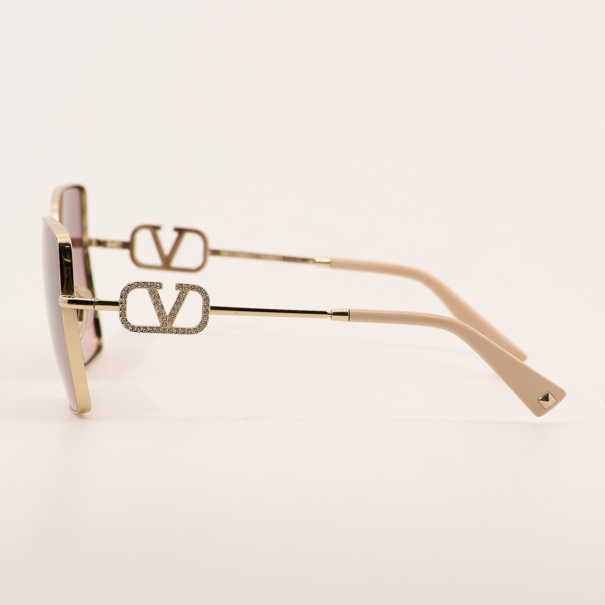 Valentino Rose Lens Gold Square Sunglasses