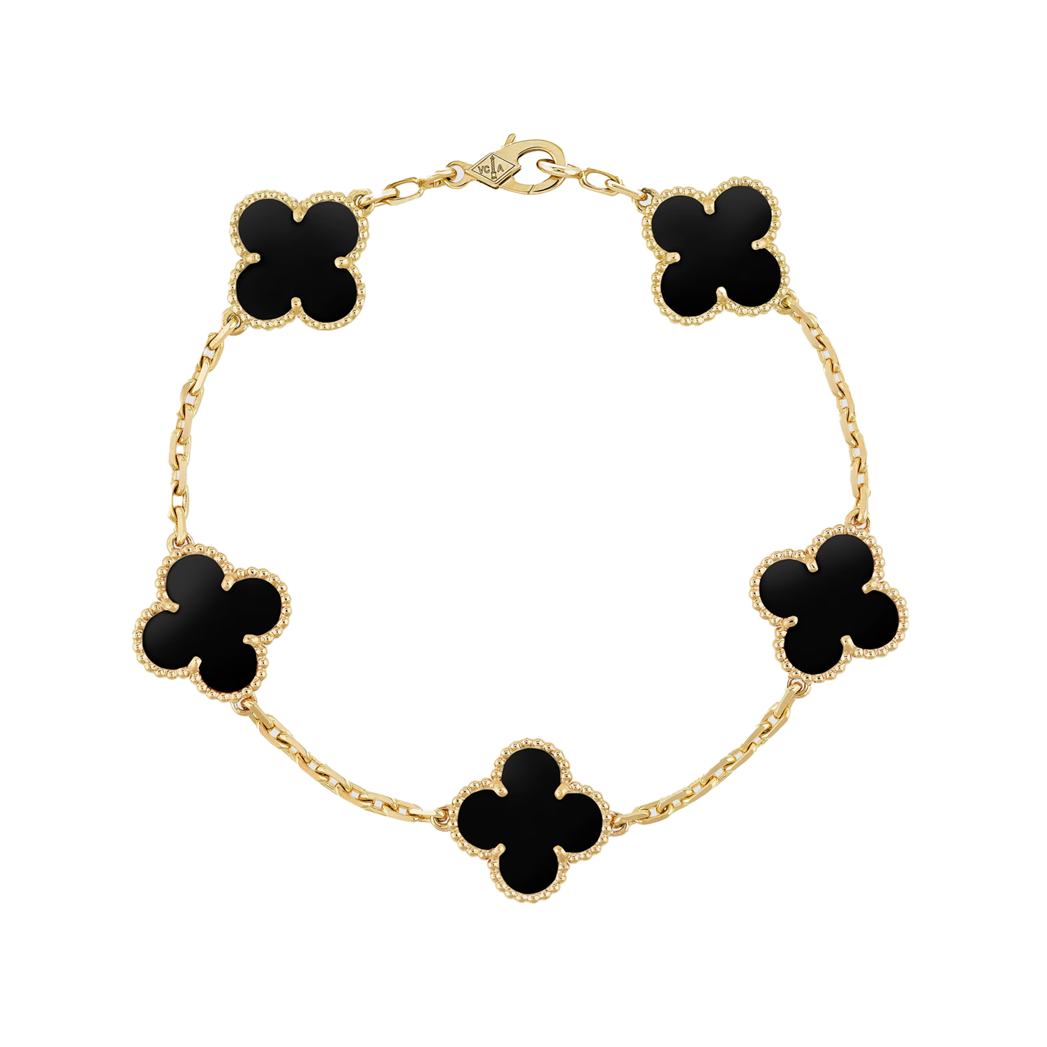 Van Cleef & Arpels Vintage Alhambra 5 Motif Bracelet Onyx