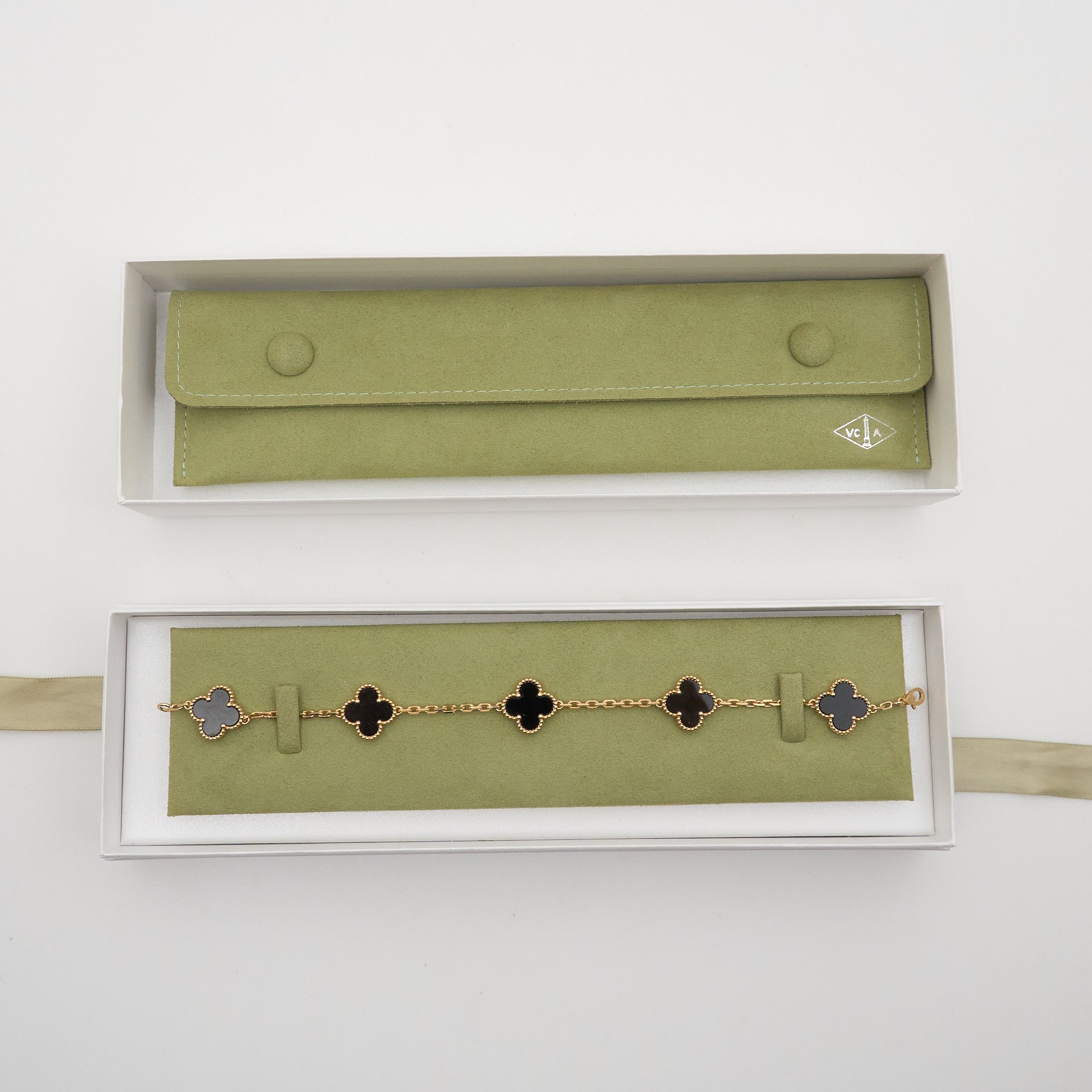 Van Cleef & Arpels Vintage Alhambra 5 Motif Bracelet Onyx