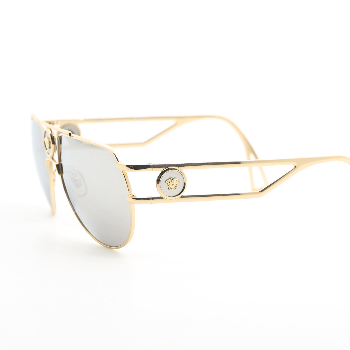 Versace Gold Silver Mirror Pilot Sunglasses