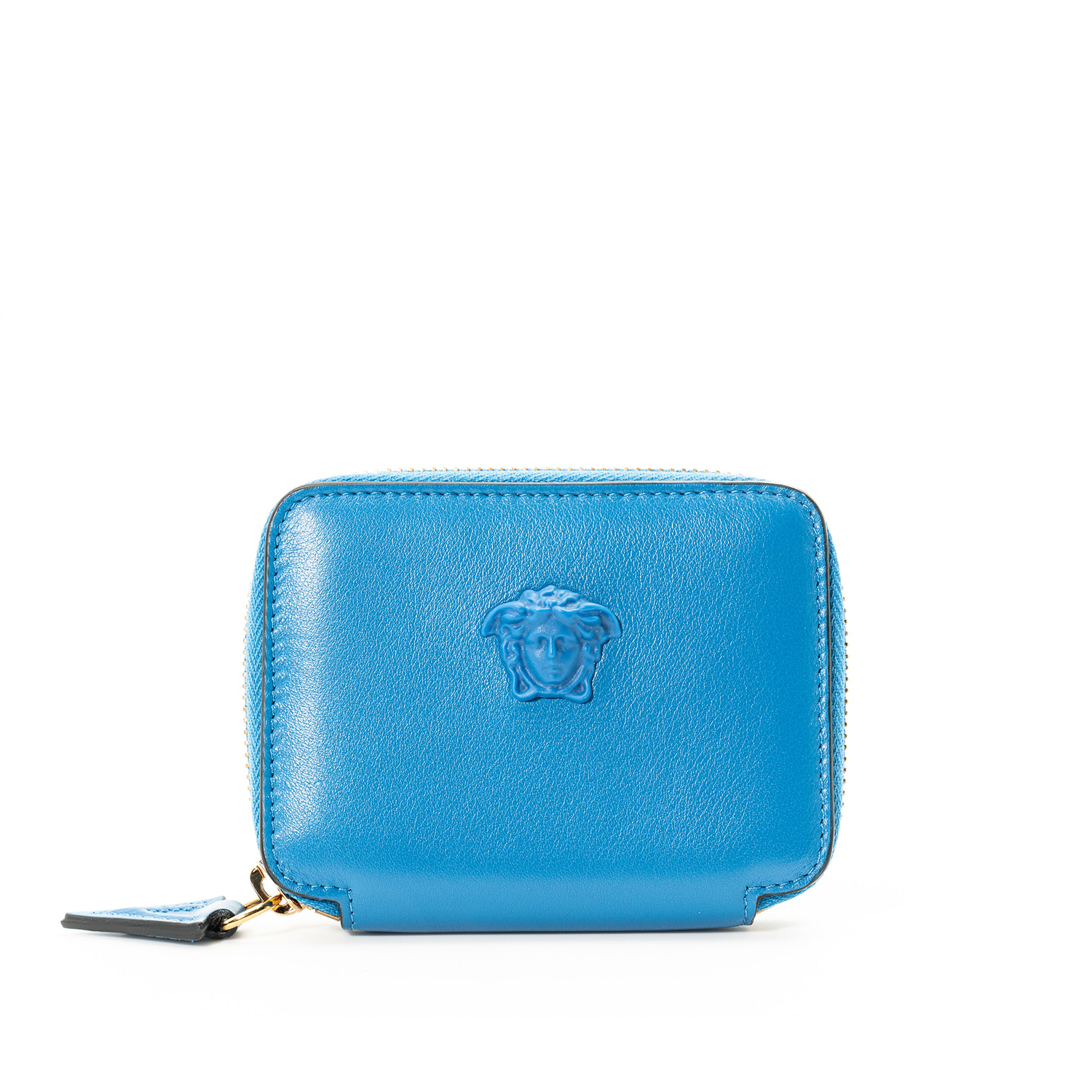 Versace Blue Zip Around Wallet