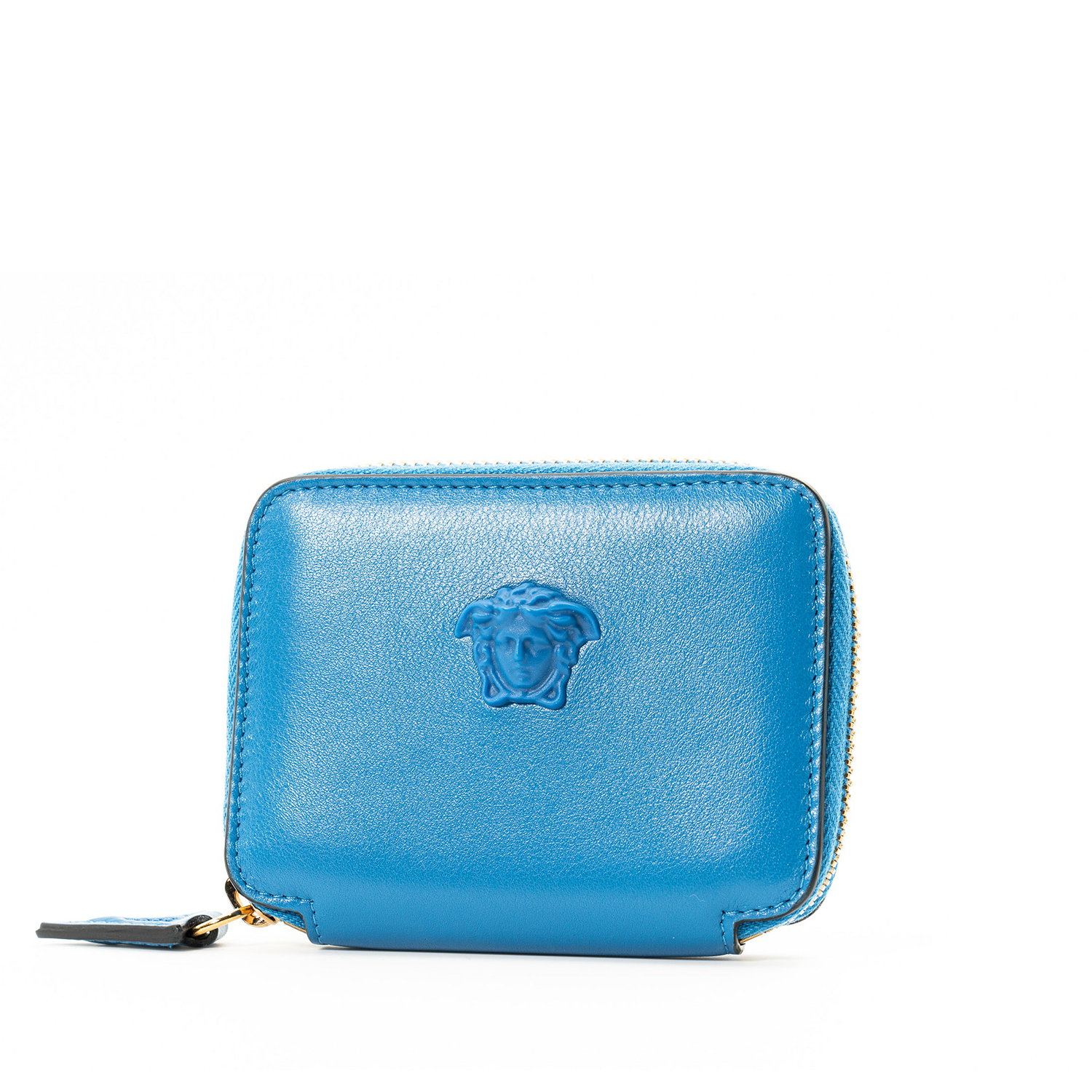 Versace Blue Zip Around Wallet