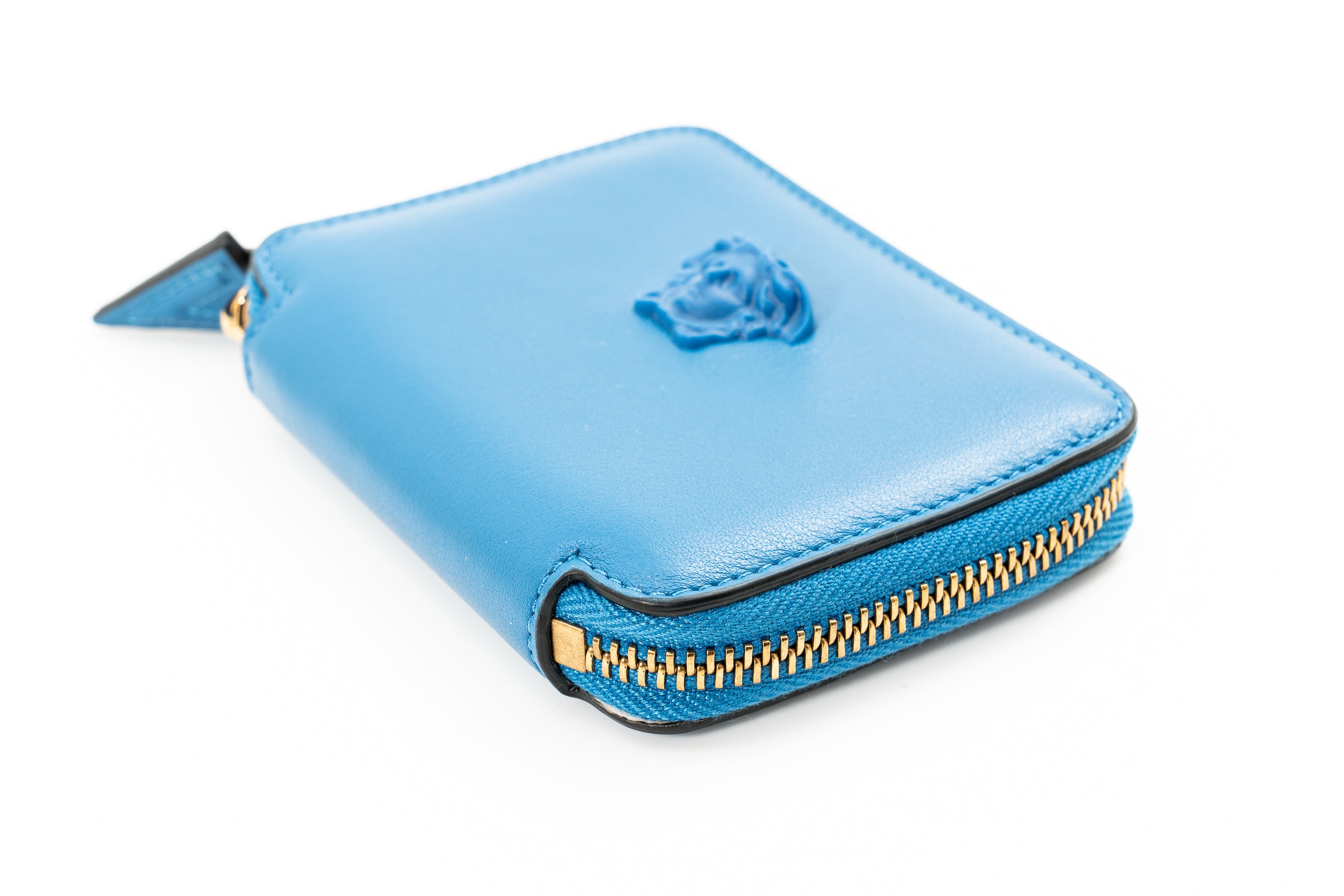 Versace Blue Zip Around Wallet