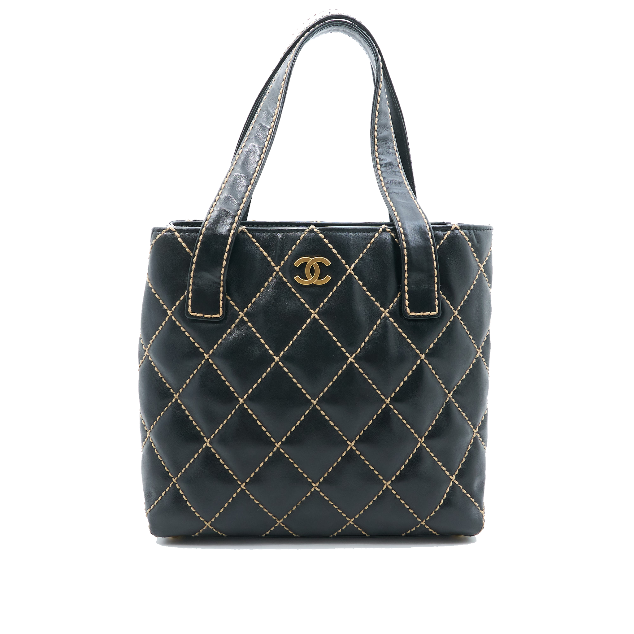 Chanel Black Calfskin Stitch Surpique Tote