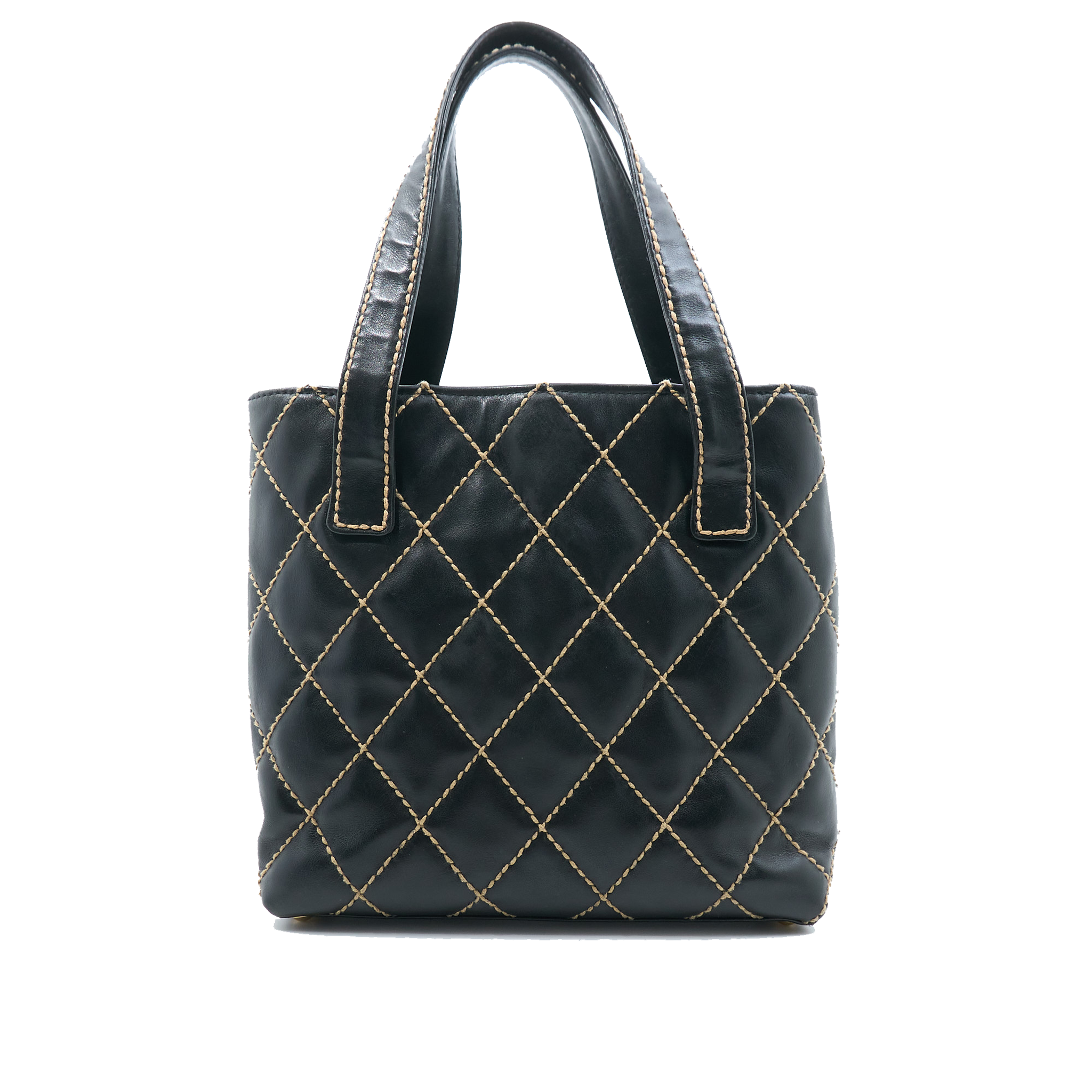 Chanel Black Calfskin Stitch Surpique Tote