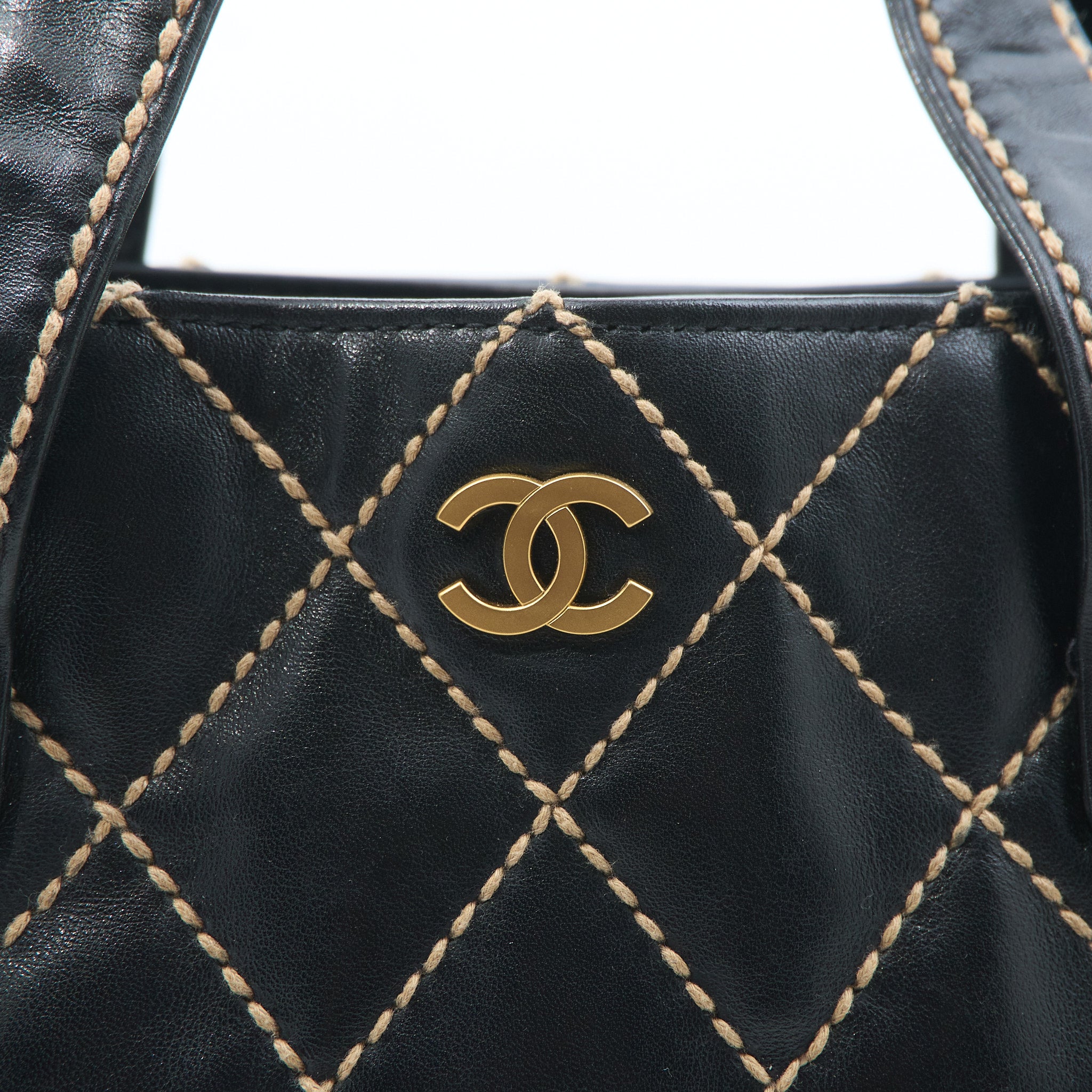 Chanel Black Calfskin Stitch Surpique Tote