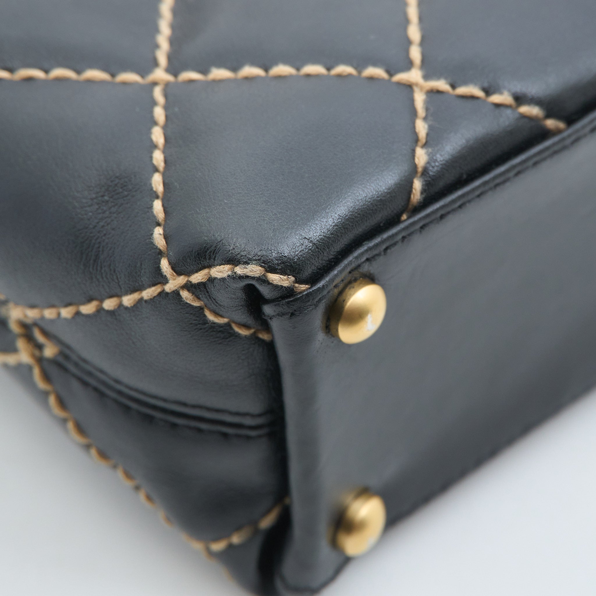 Chanel Black Calfskin Stitch Surpique Tote