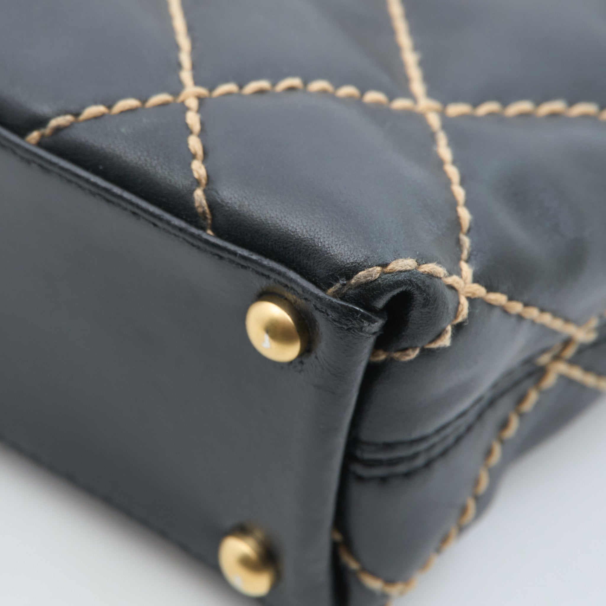 Chanel Black Calfskin Stitch Surpique Tote