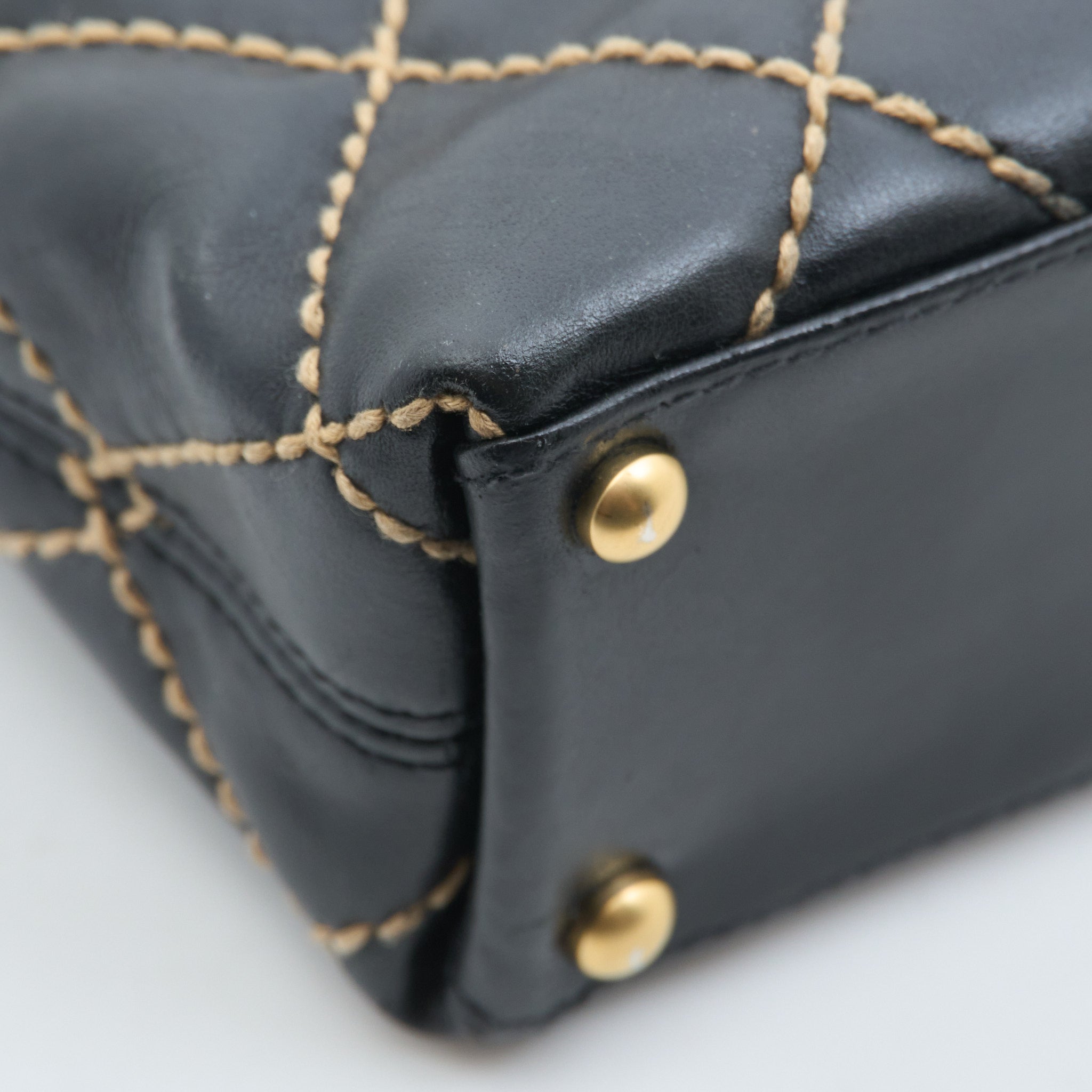 Chanel Black Calfskin Stitch Surpique Tote