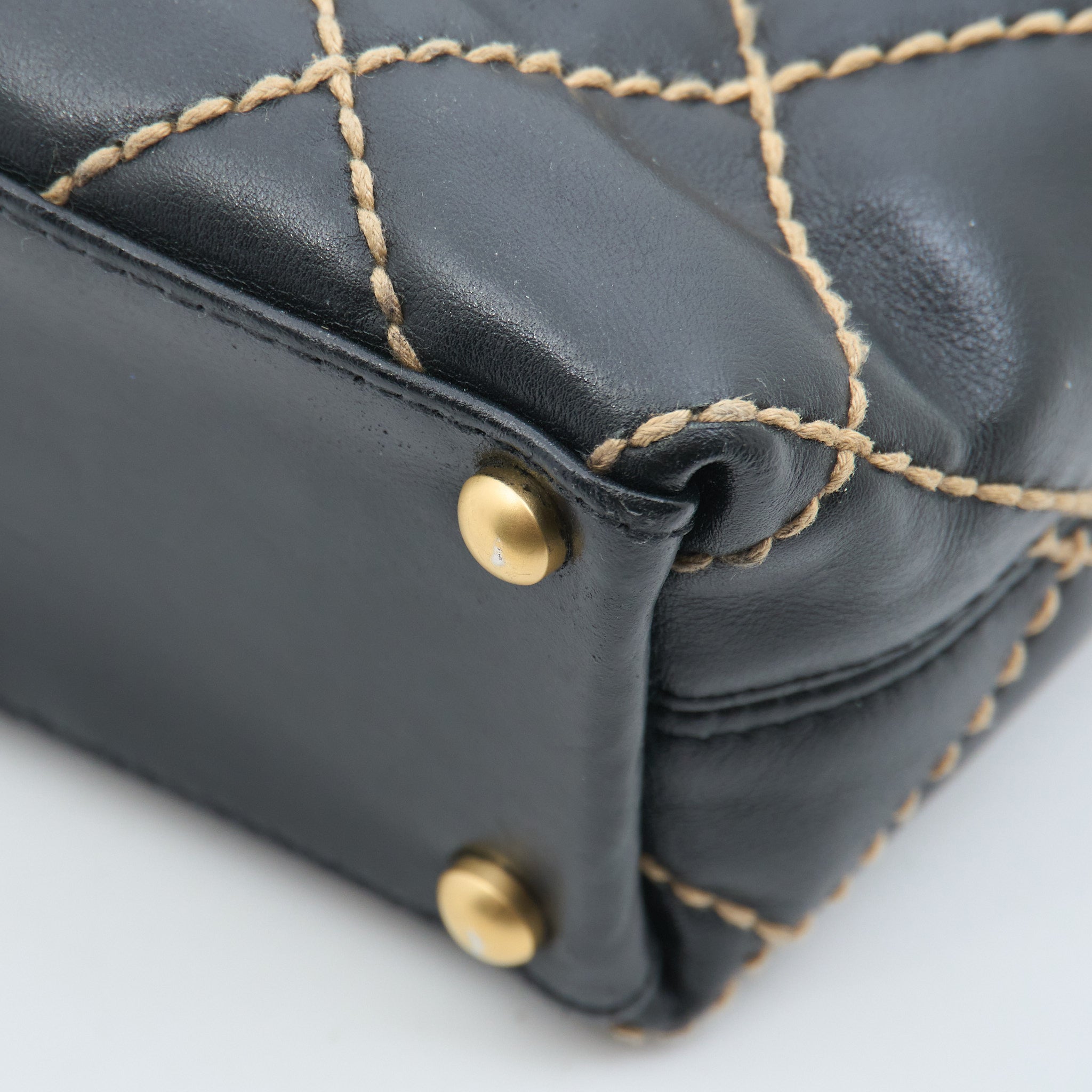 Chanel Black Calfskin Stitch Surpique Tote