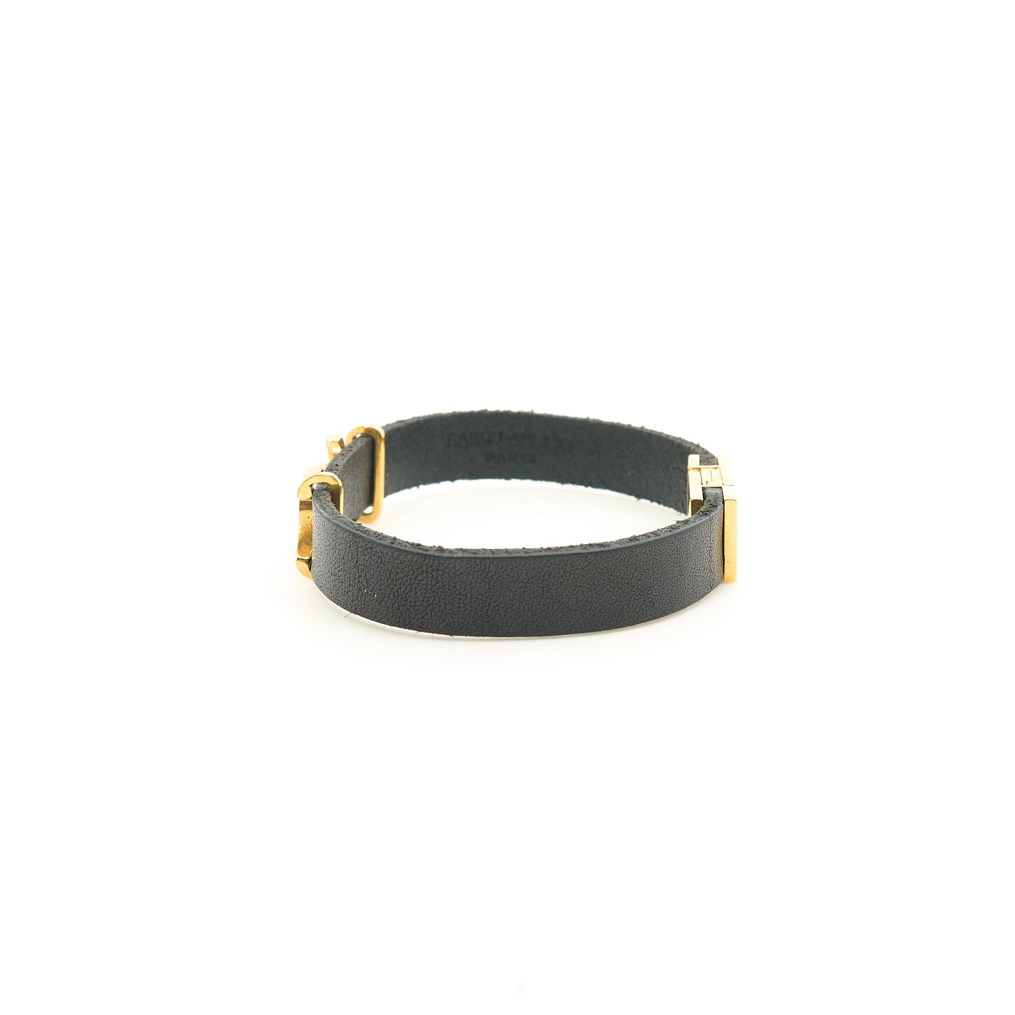 Saint Laurent YSL Black Leather Bracelet
