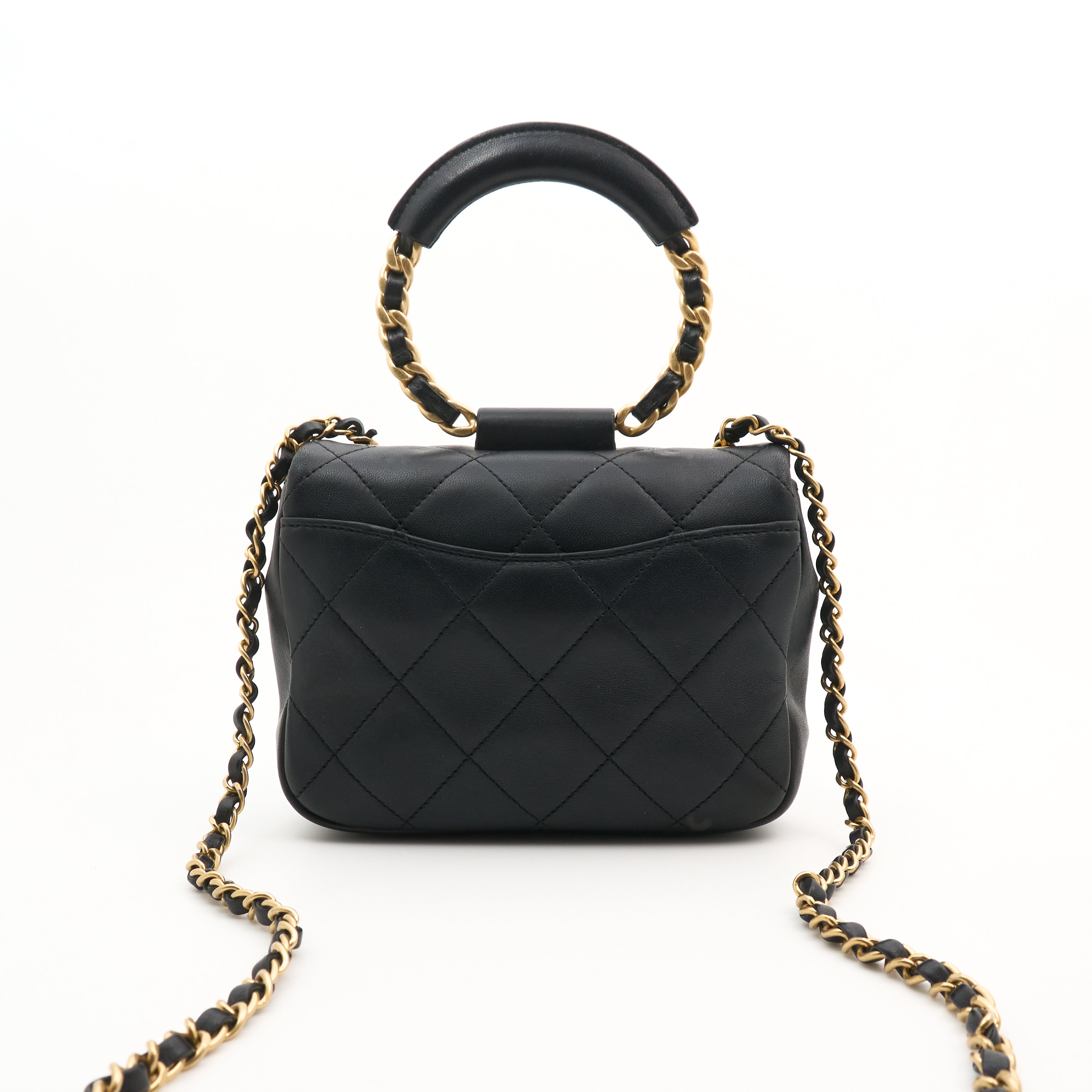 Chanel Quilted Top Handle in Black GHW