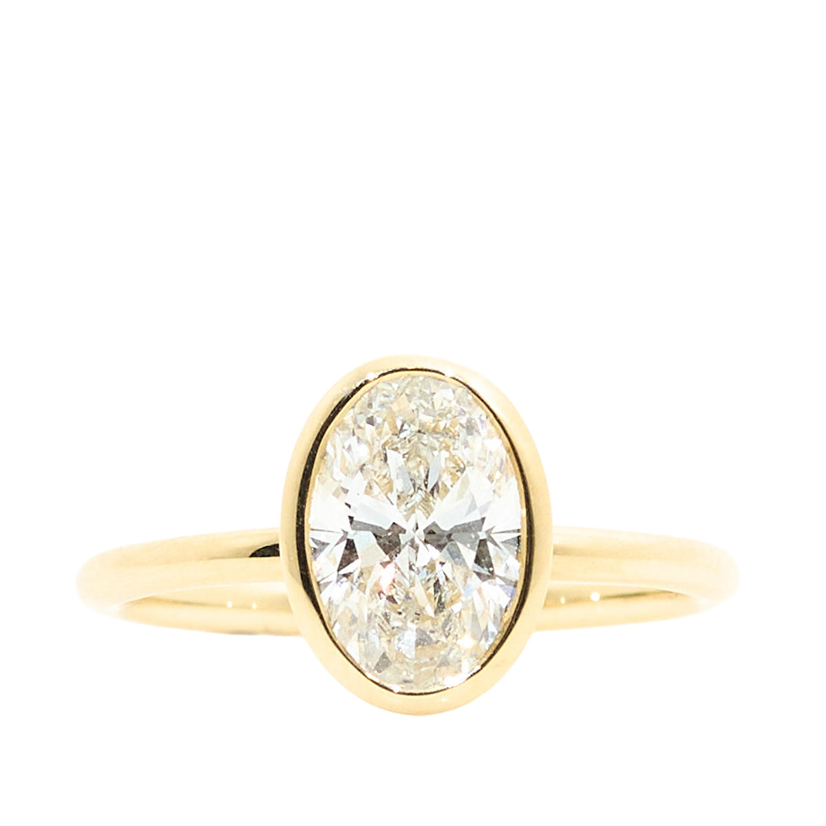 ct Oval-Cut Lab-Grown Diamond 9ct Yellow Gold Bezel Ring