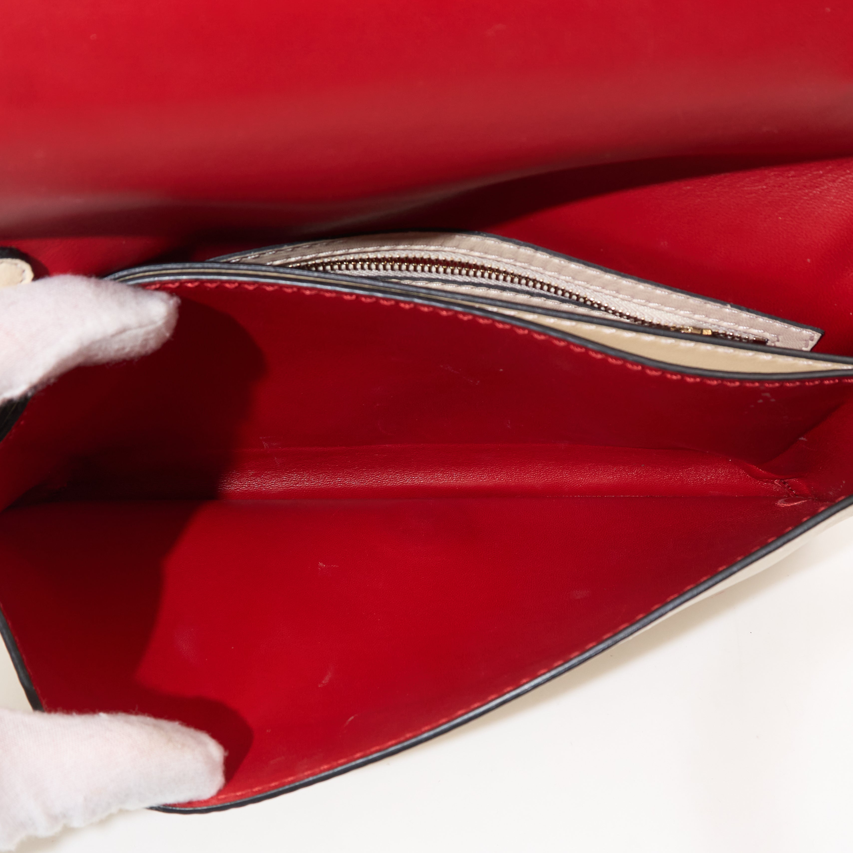 Valentino Garavani Rockstud Cream Clutch