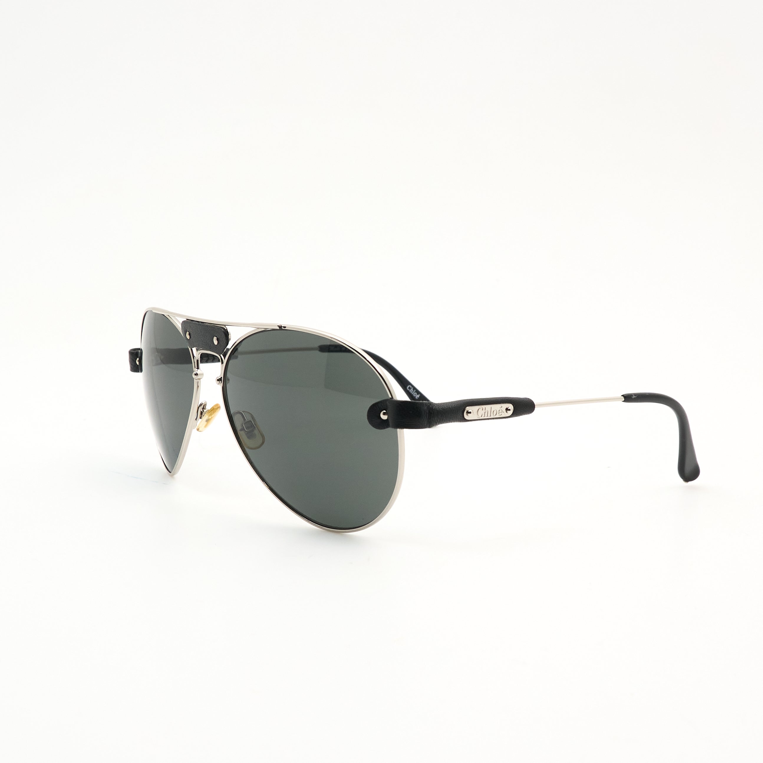 Chloe Aviator Sunglasses Silver/Dark Grey