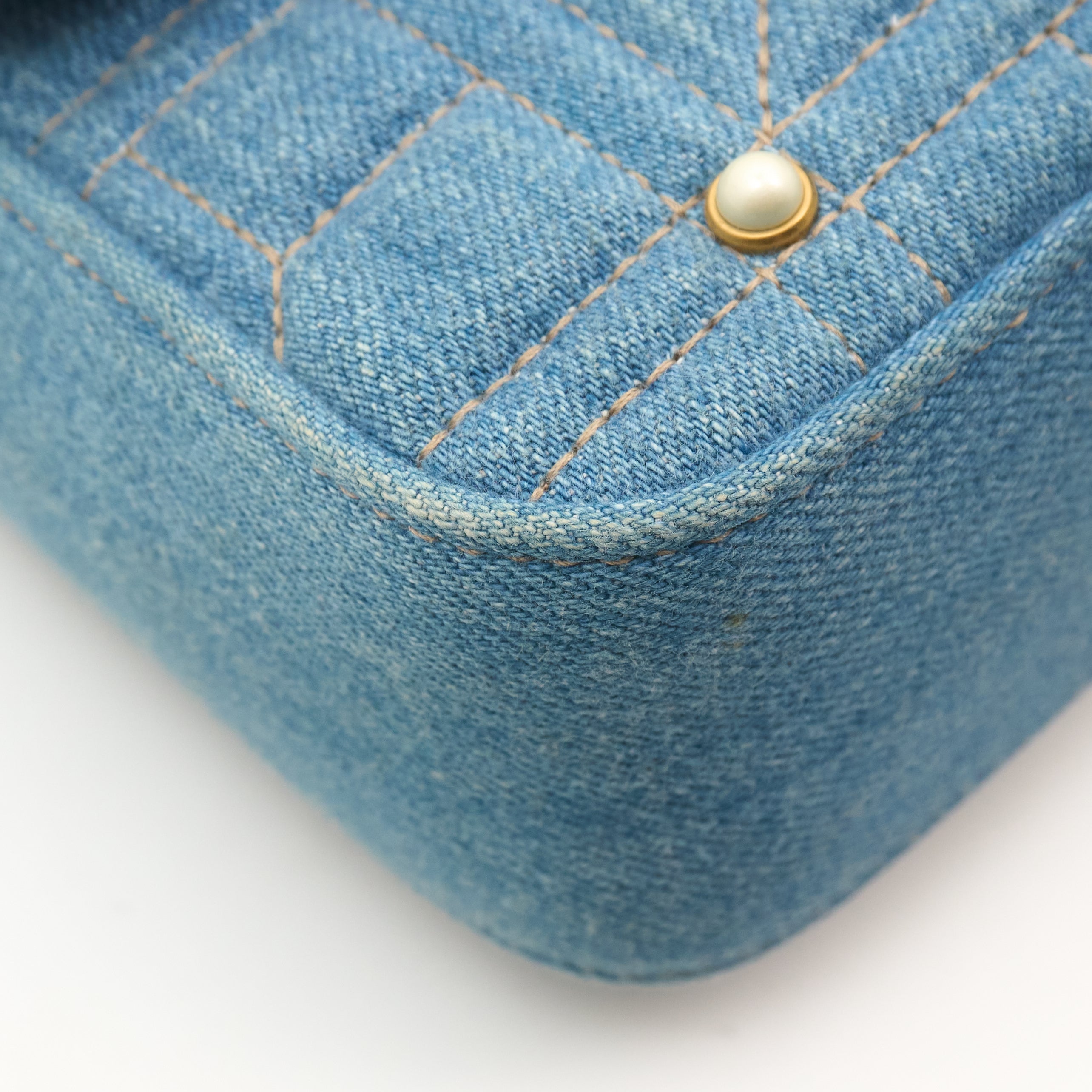 Gucci GG Marmont Denim Pearl Shoulder Bag