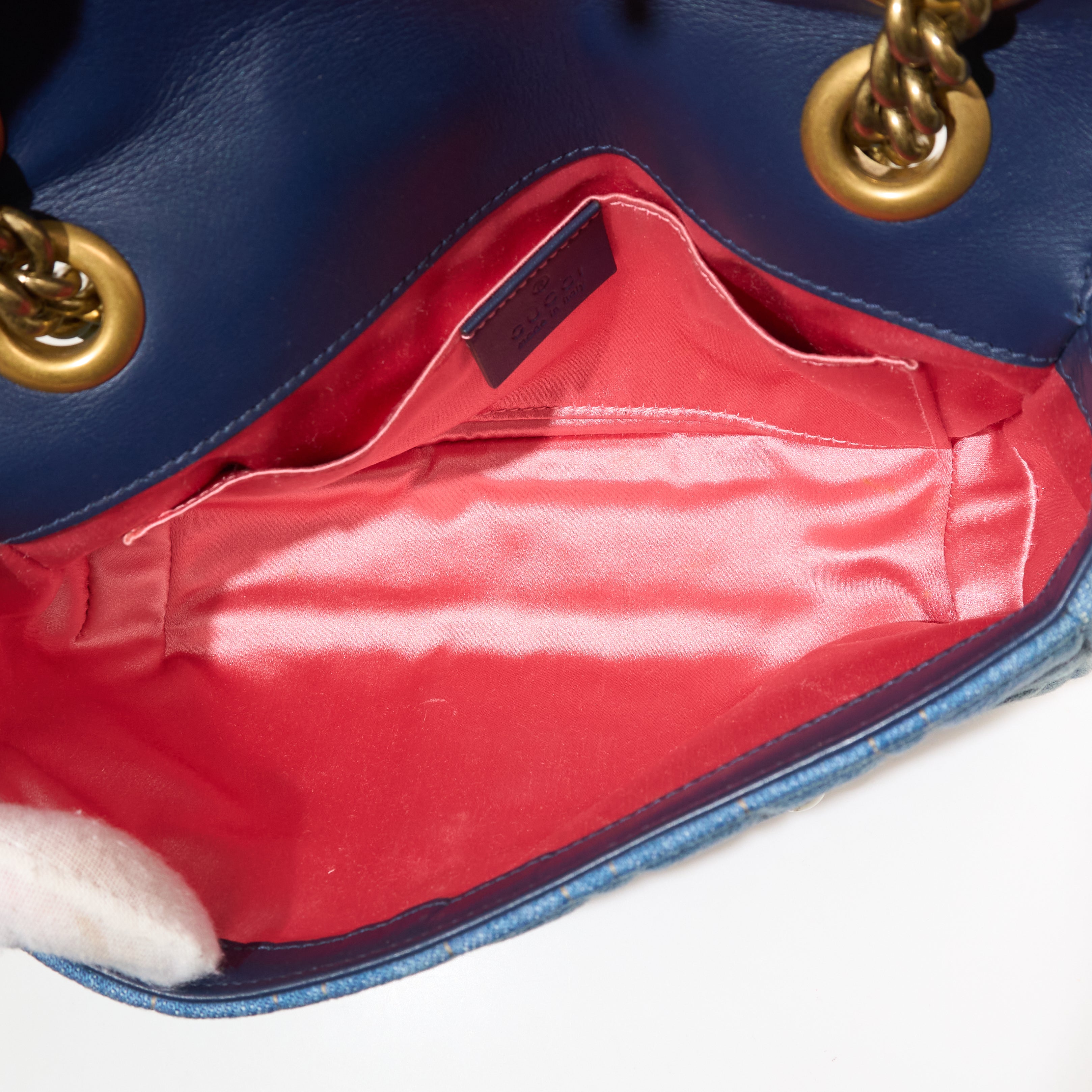 Gucci GG Marmont Denim Pearl Shoulder Bag