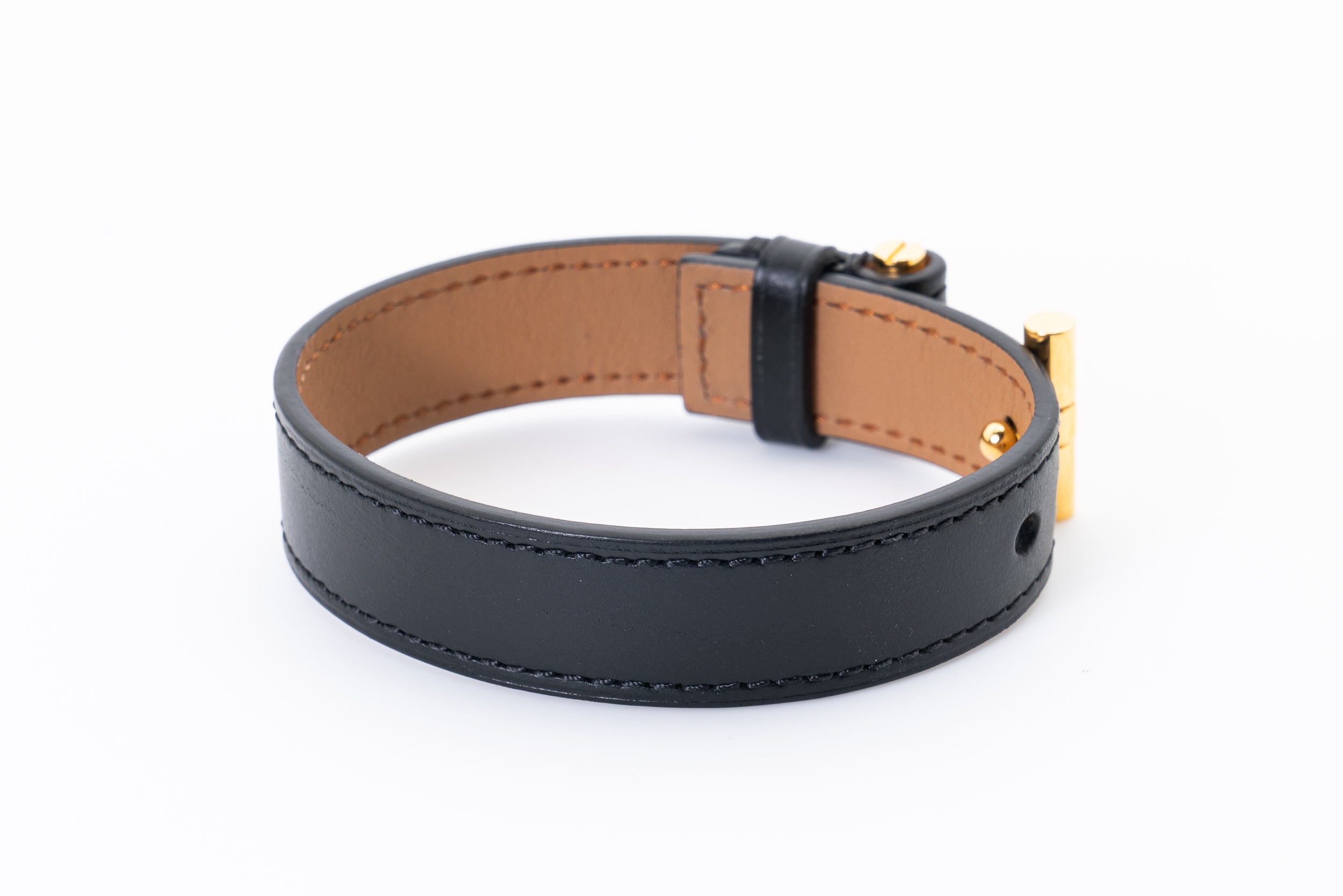 Tom Ford Gold T Bar Leather Bracelet