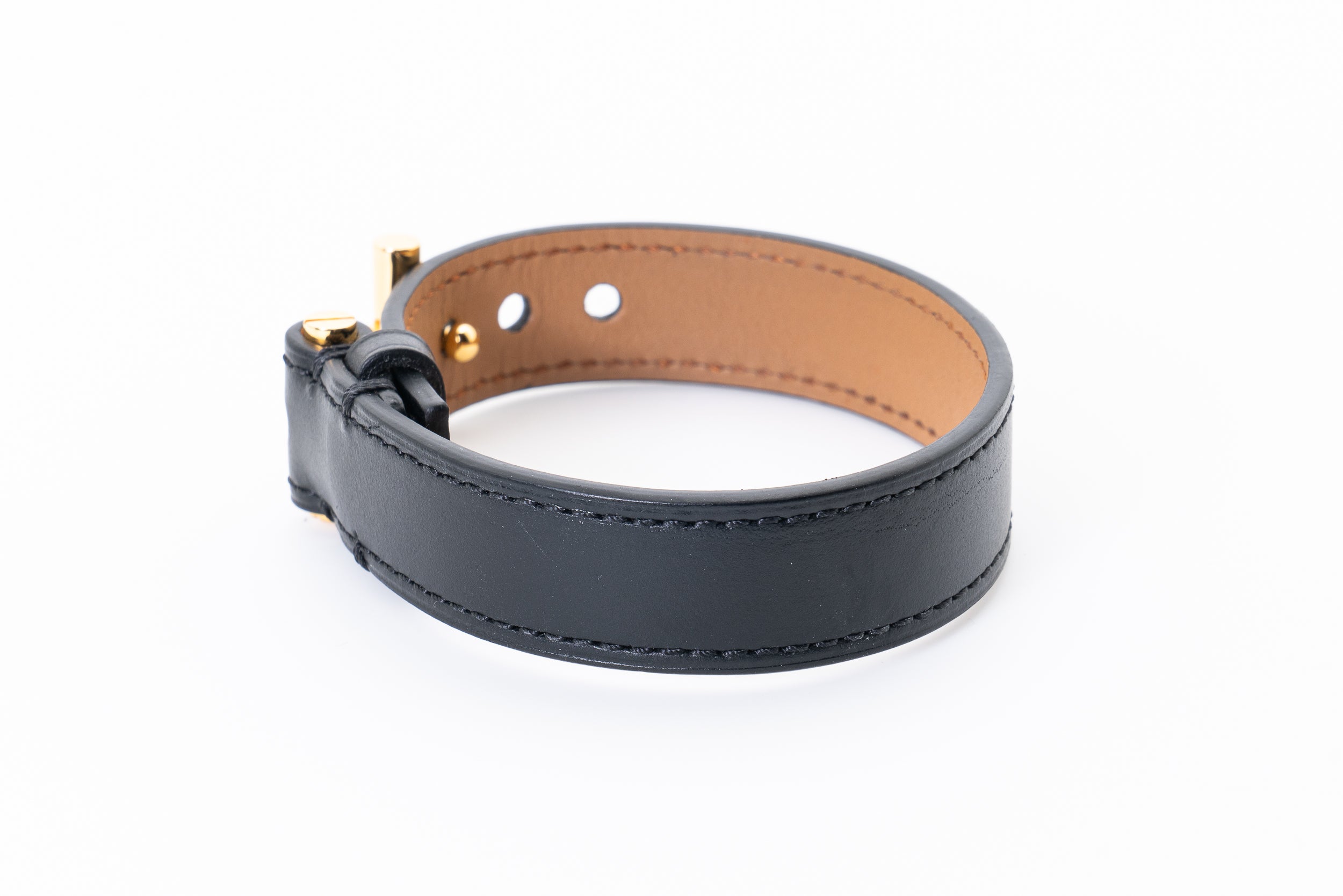 Tom Ford Gold T Bar Leather Bracelet