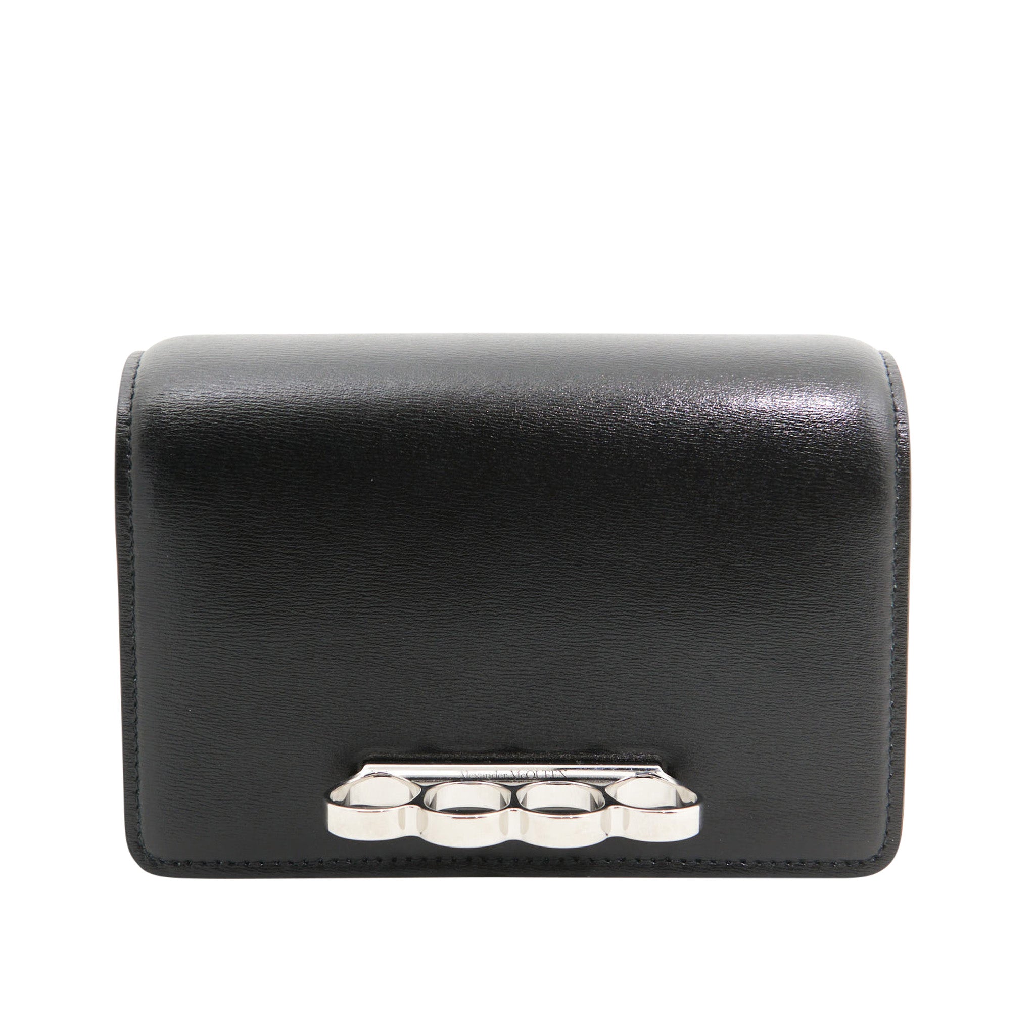 Alexander McQueen Black Leather Knuckle Clutch