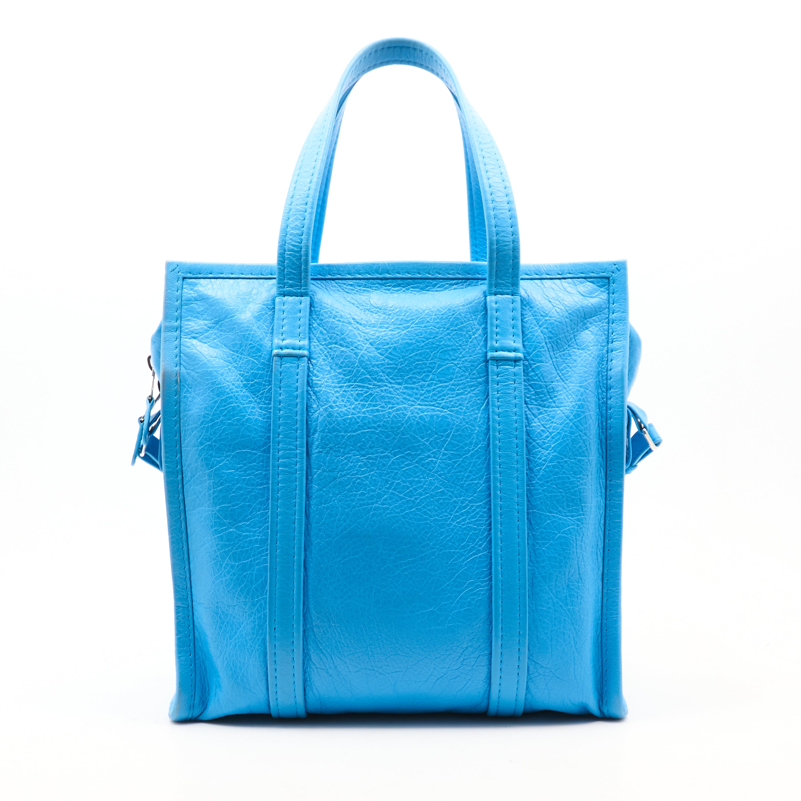 Balenciaga Bazar Blue Leather Tote Bag