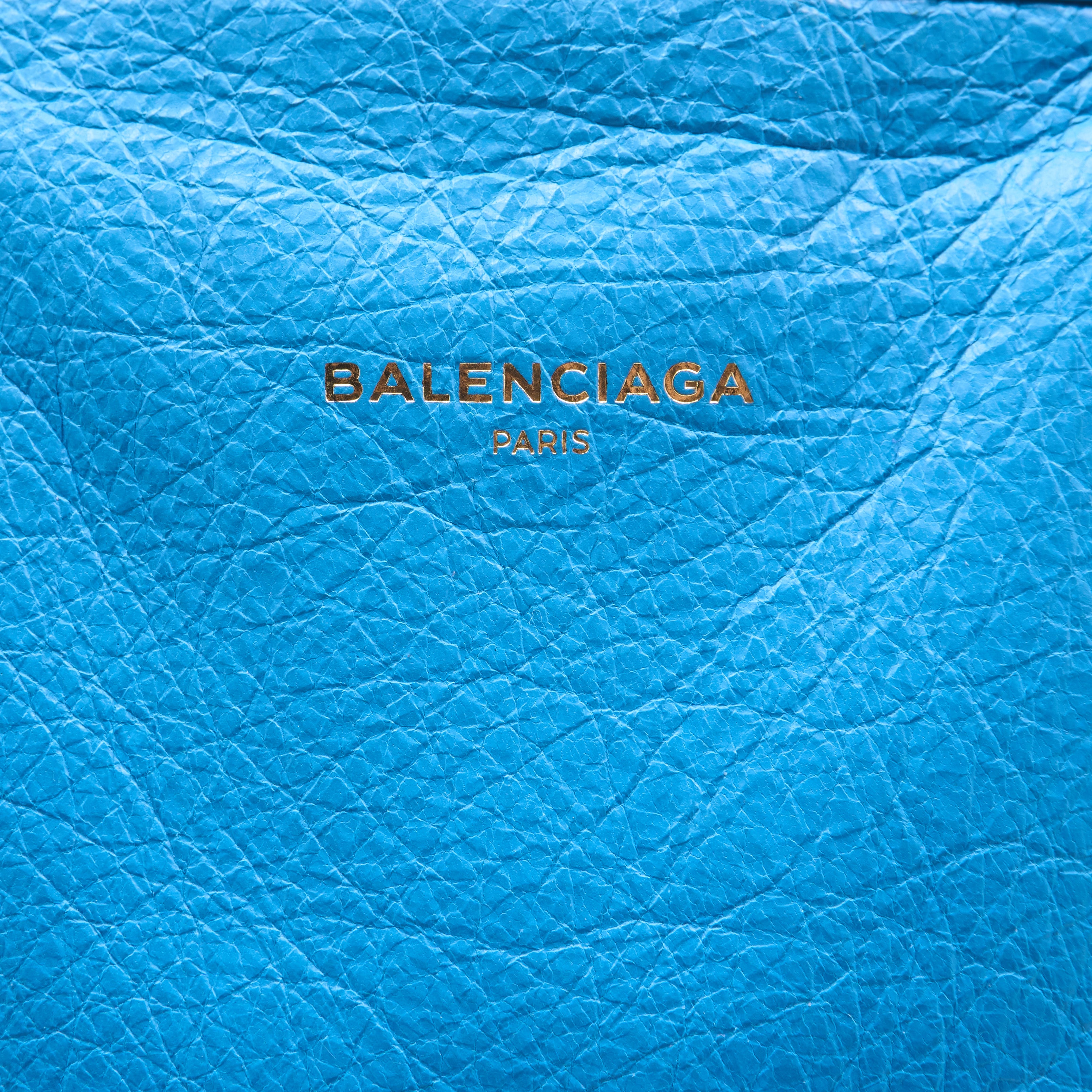 Balenciaga Bazar Blue Leather Tote Bag