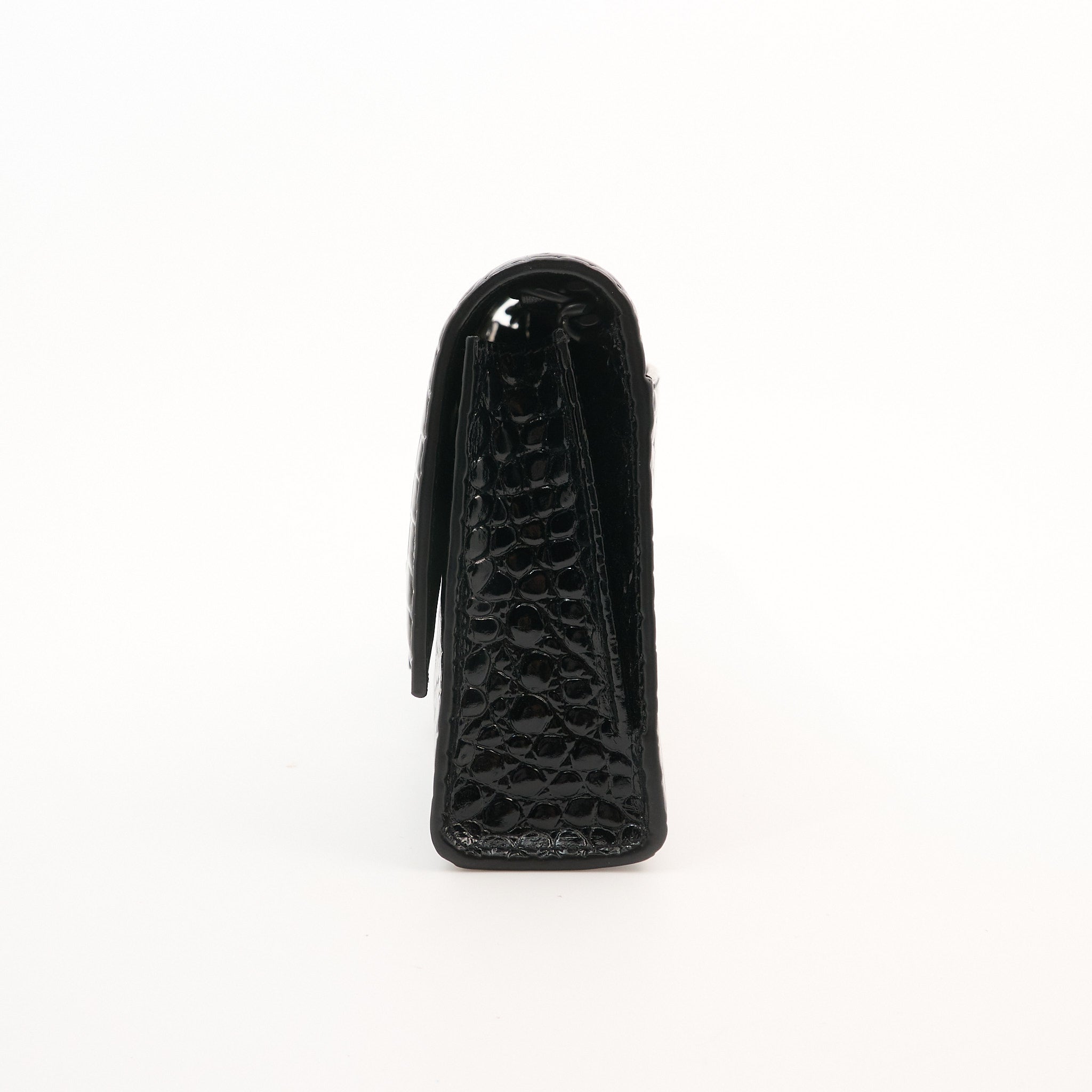 Balenciaga Black Hourglass Croc-Effect Leather Shoulder Bag