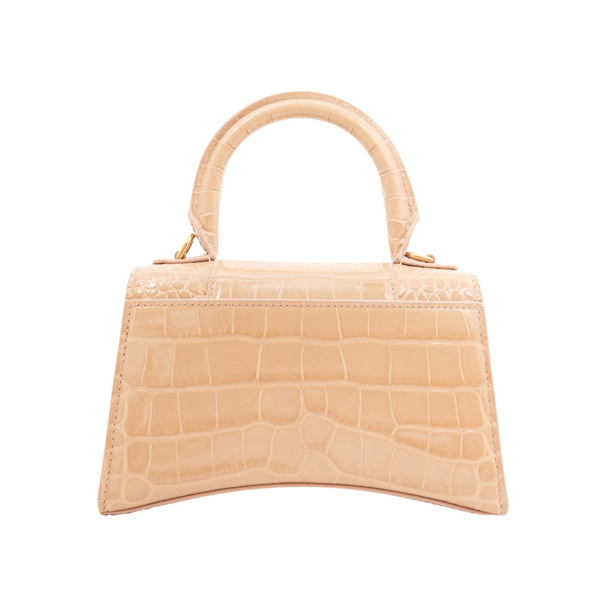 Balenciaga Small Hourglass Beige Croc Leather Handbag