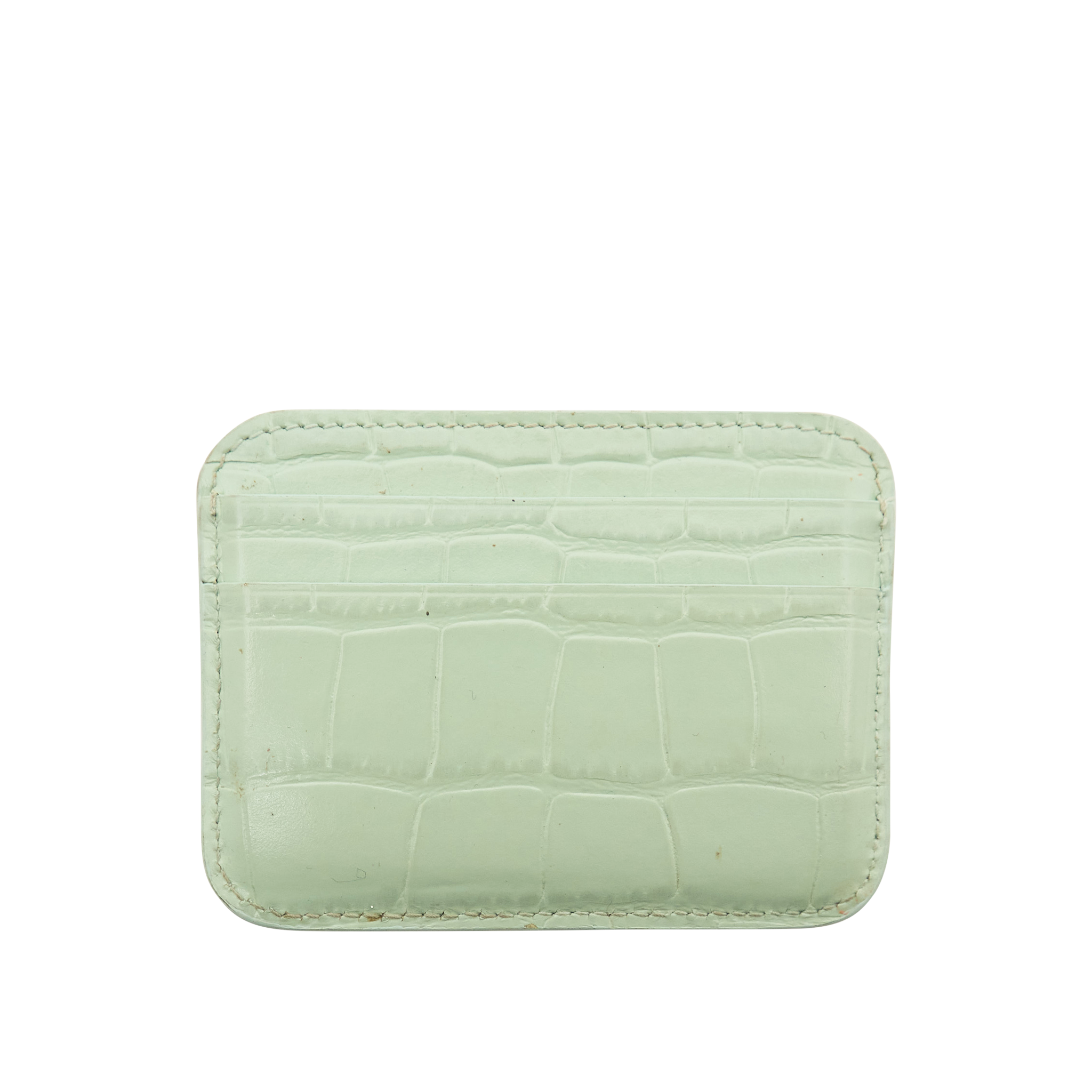 Balenciaga Green Croc Card Wallet