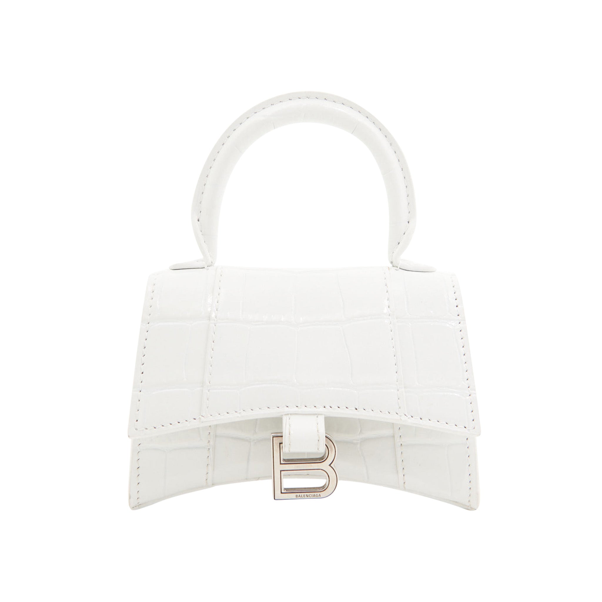 Balenciaga Super Mini Hourglass Bag in White Croc