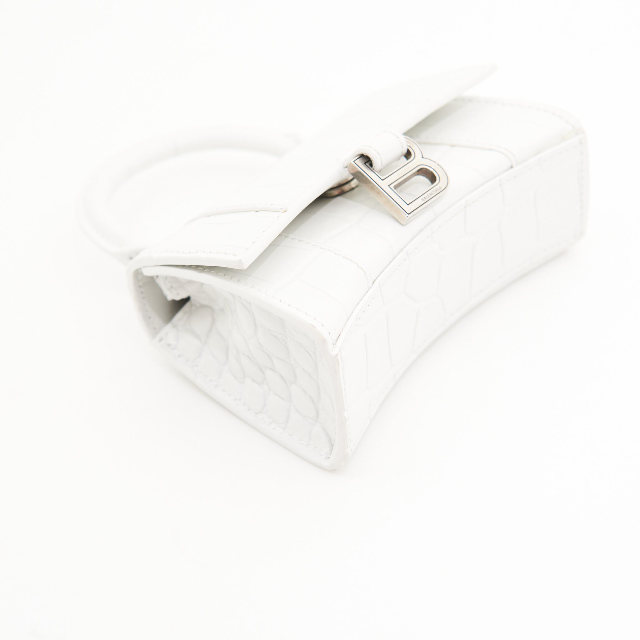 Balenciaga Super Mini Hourglass Bag in White Croc