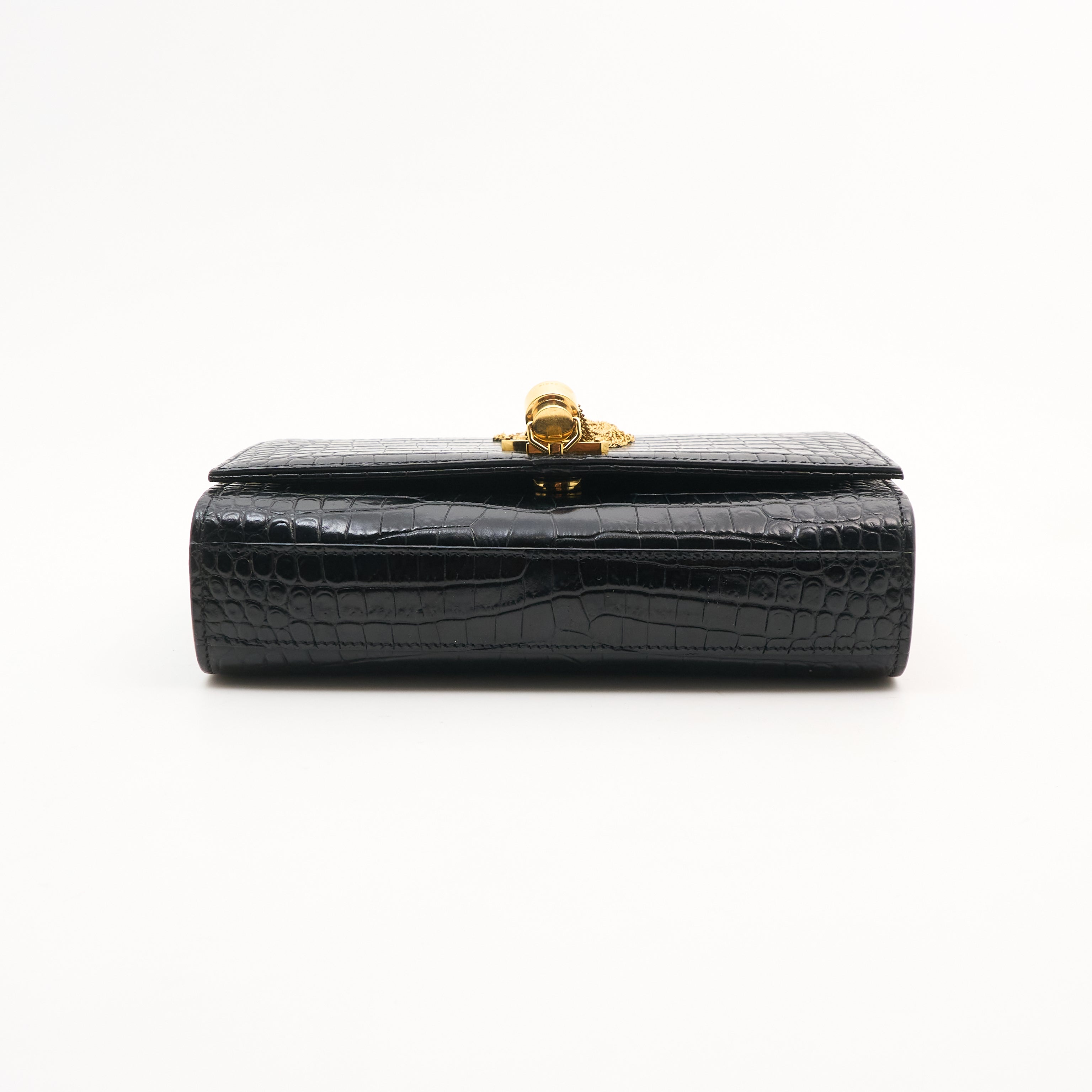 Saint Laurent Kate Tassel Crocodile Embossed Leather Bag