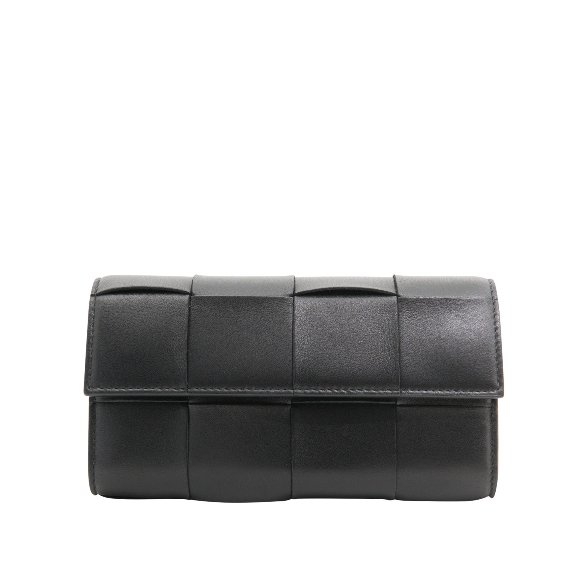 Bottega Veneta Leather Intressio Flap Wallet in Black