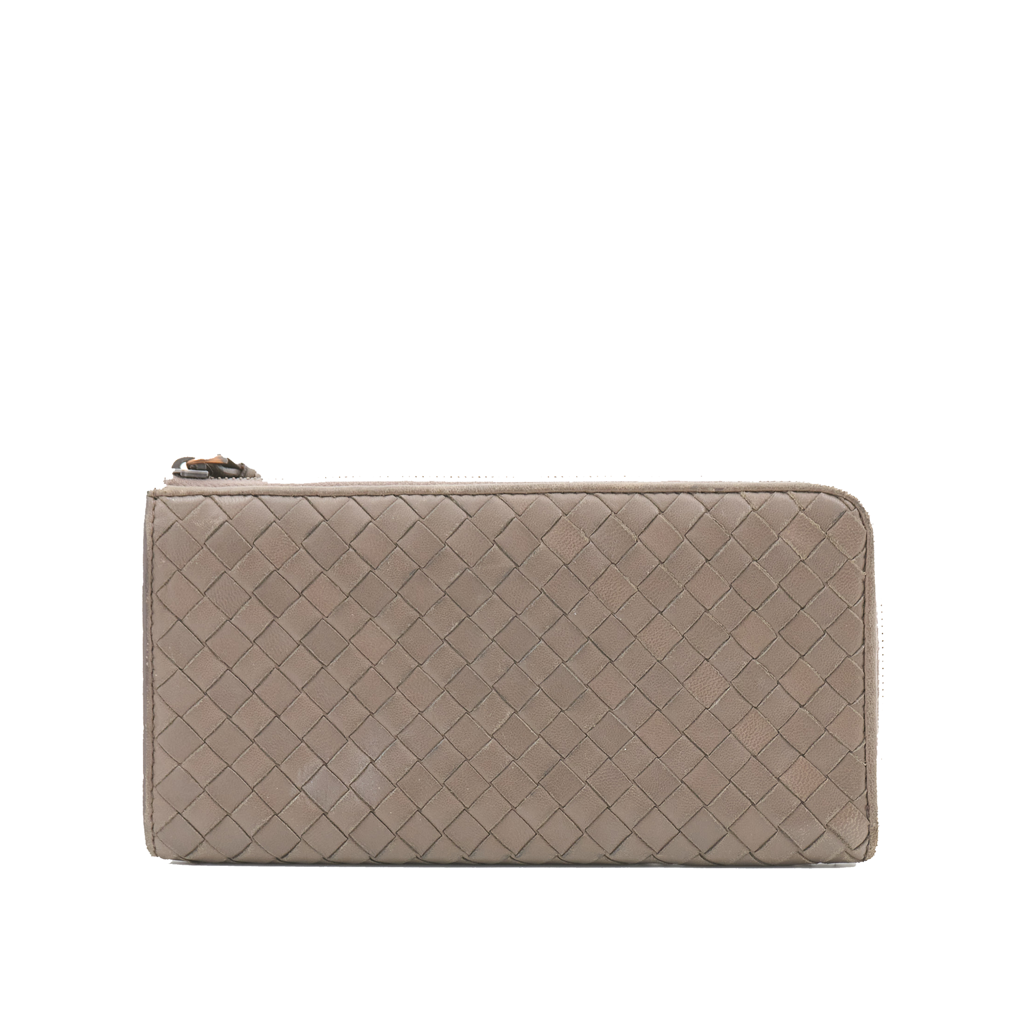 Bottega Veneta Grey Intrecciato Leather Zip Wallet