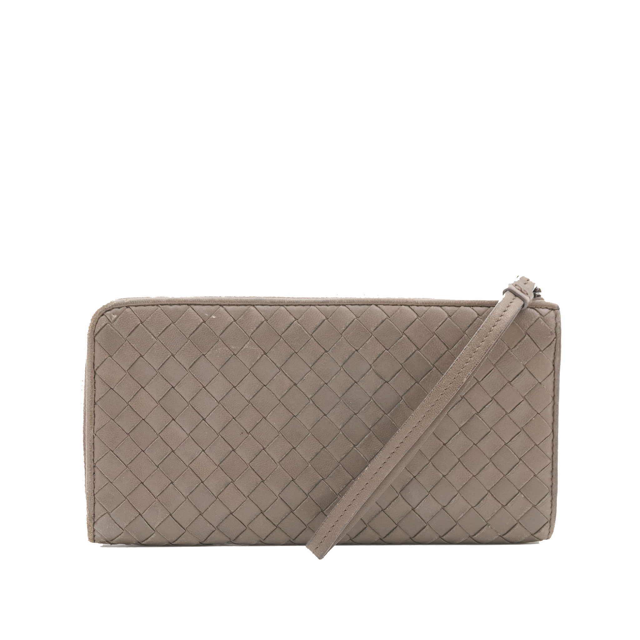 Bottega Veneta Grey Intrecciato Leather Zip Wallet