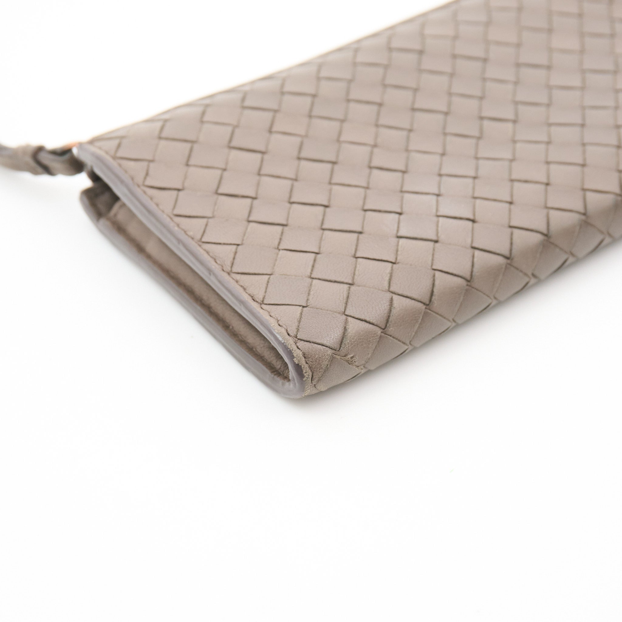 Bottega Veneta Grey Intrecciato Leather Zip Wallet