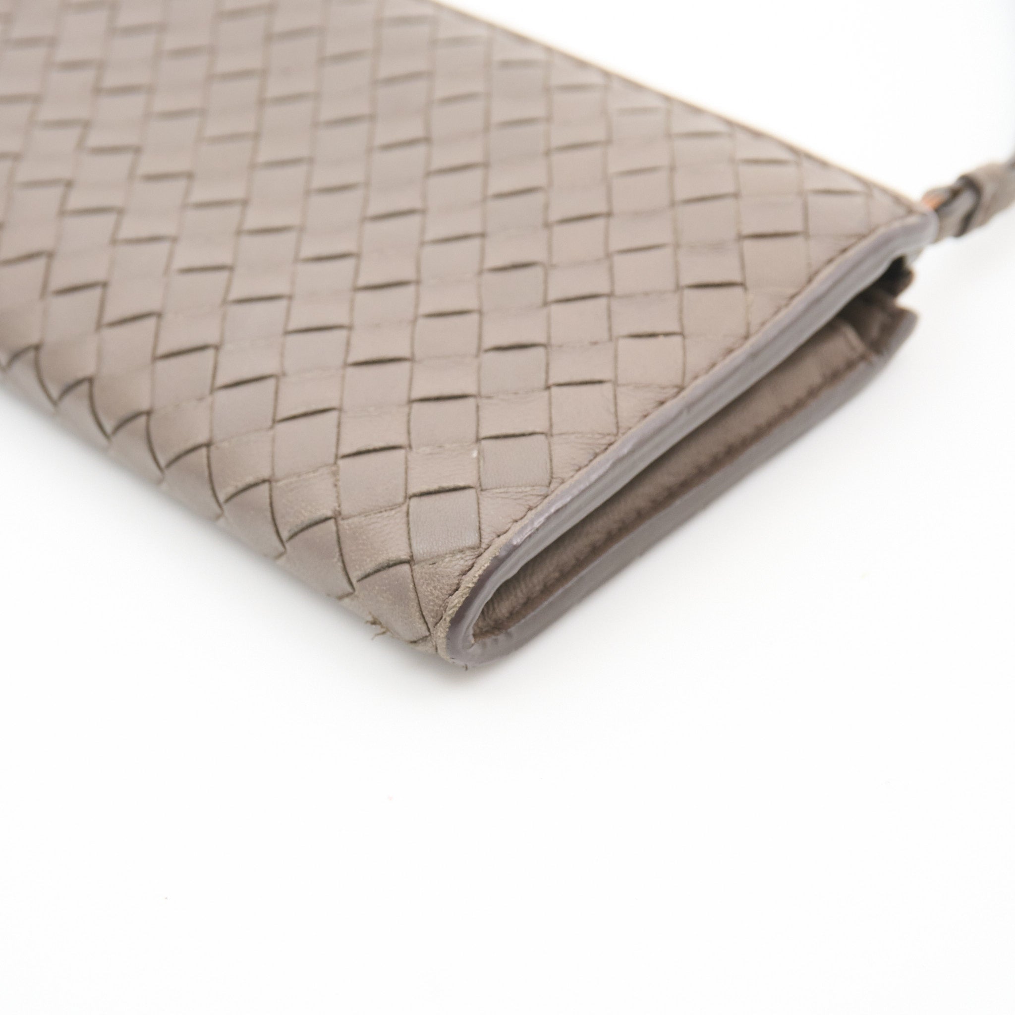 Bottega Veneta Grey Intrecciato Leather Zip Wallet