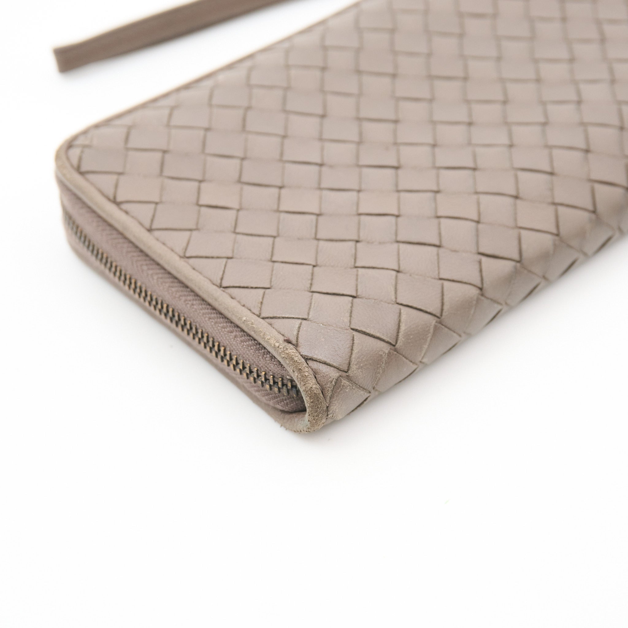 Bottega Veneta Grey Intrecciato Leather Zip Wallet