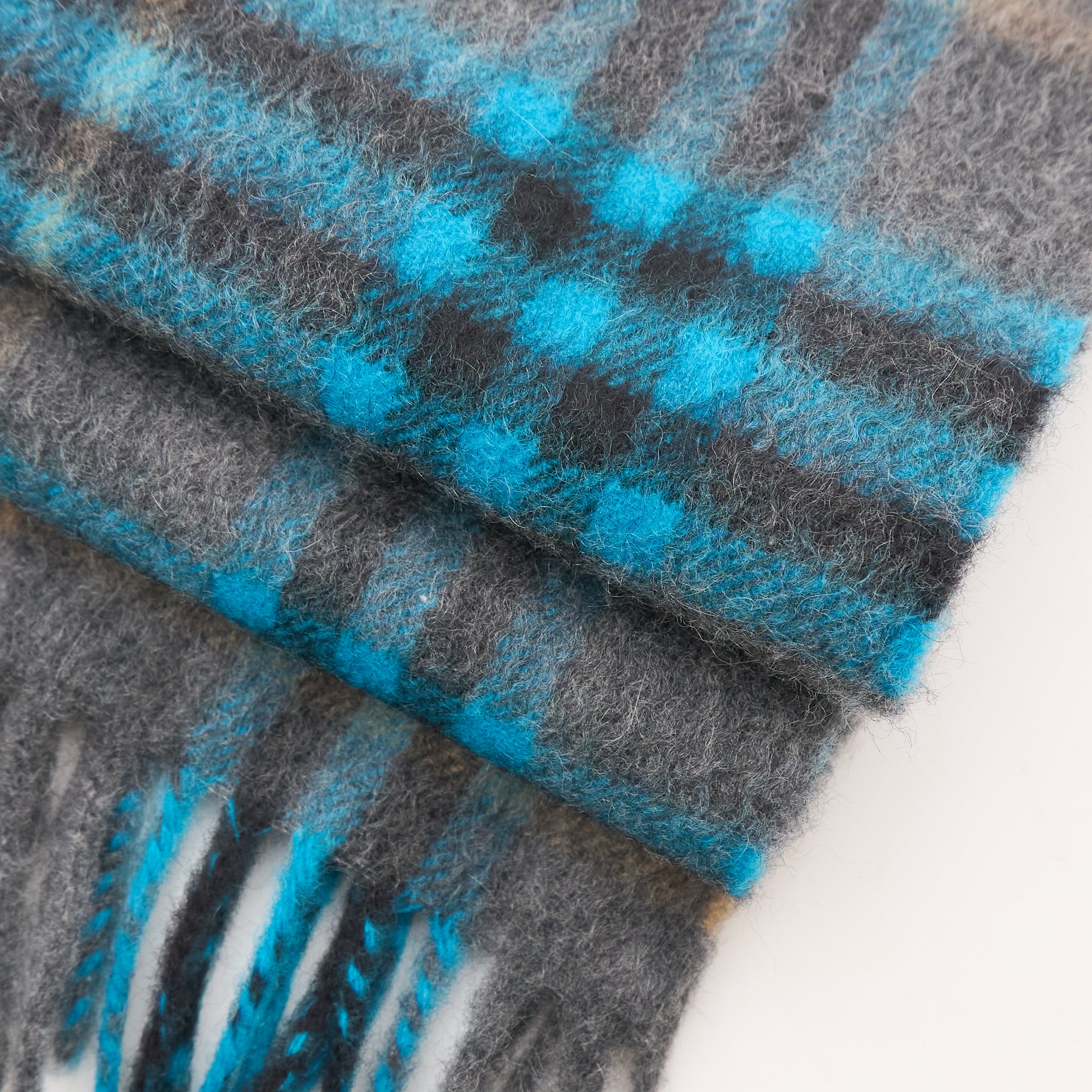 Burberry Cashmere Check Scarf Grey Blue