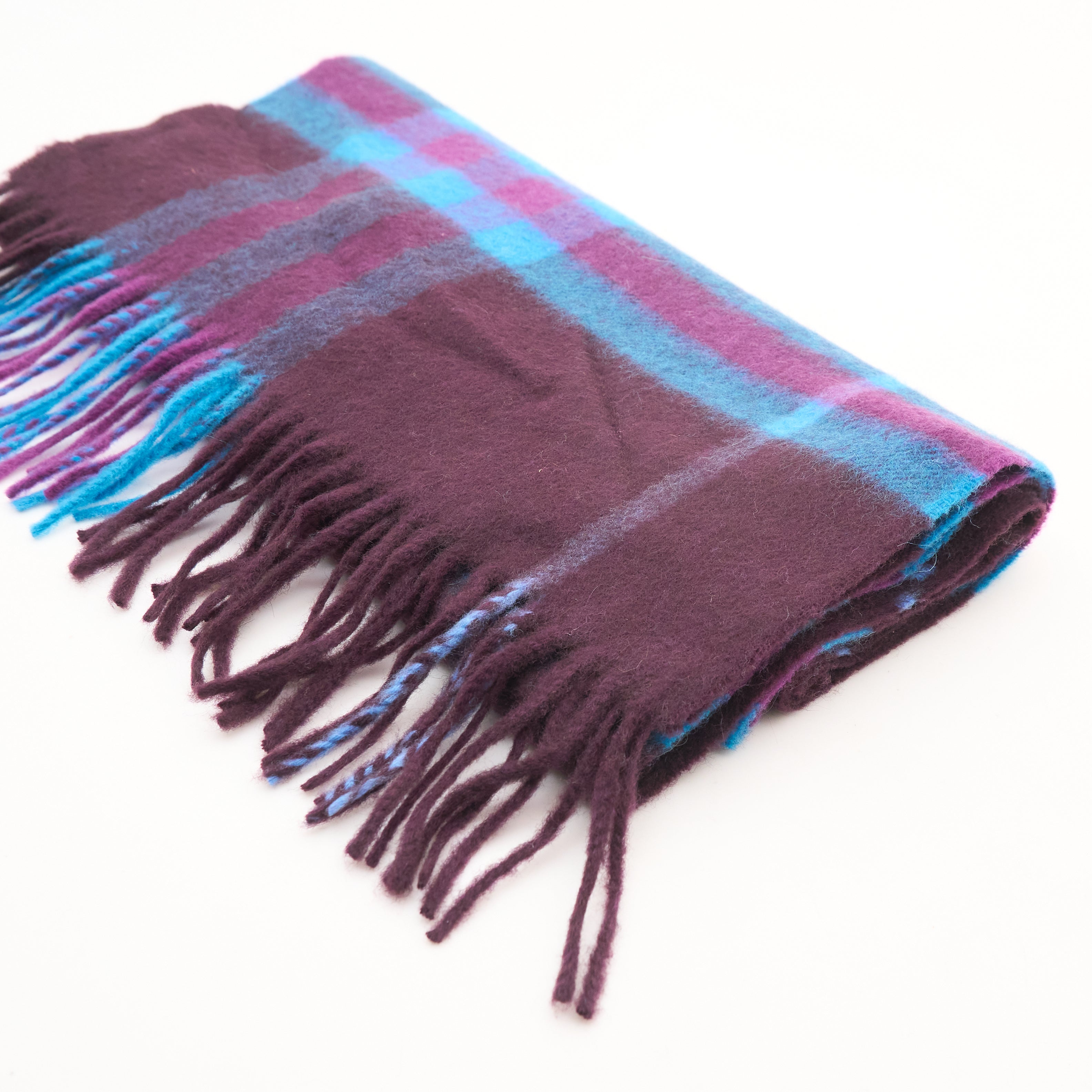 Burberry Cashmere Check Scarf Pink Purple Blue