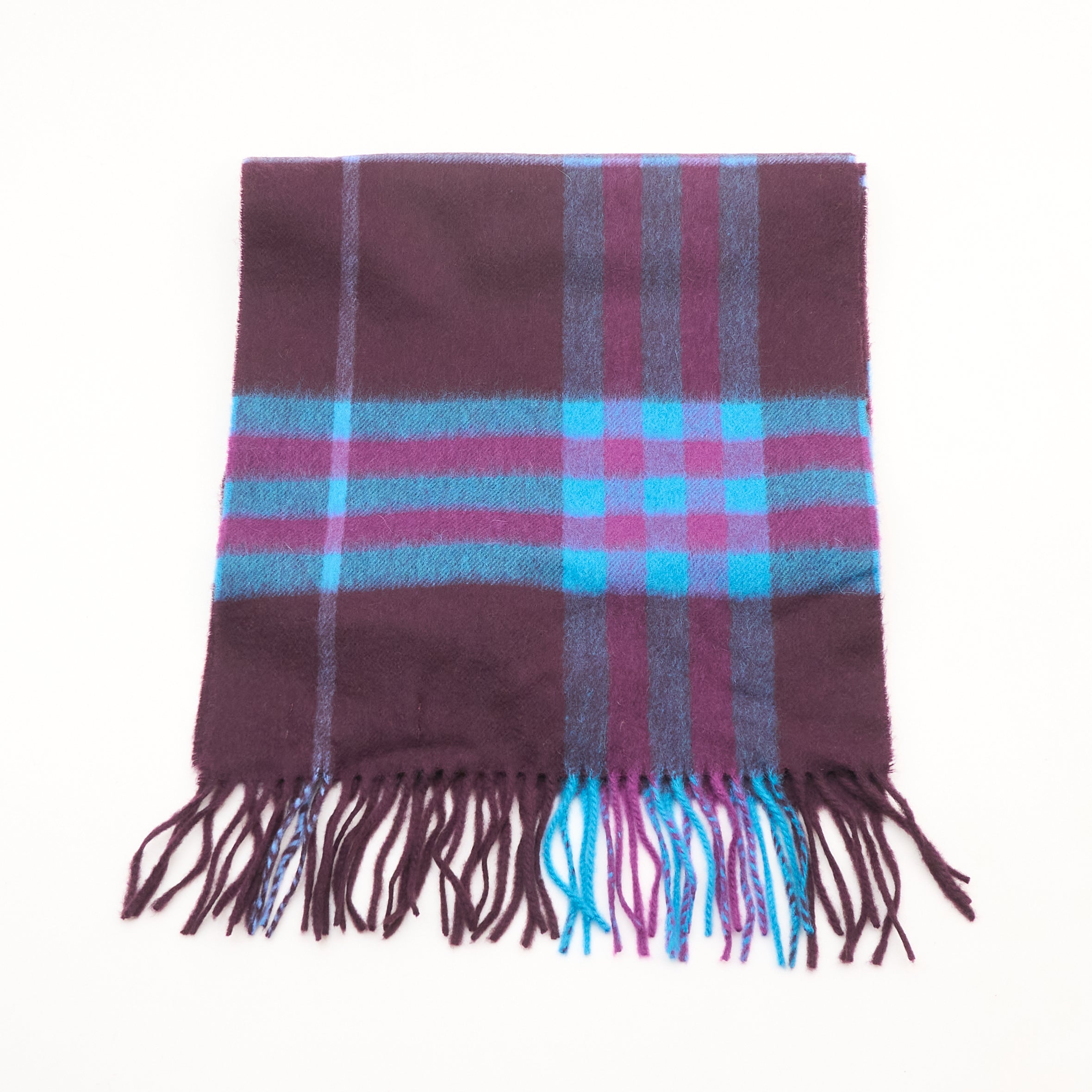 Burberry Cashmere Check Scarf Pink Purple Blue