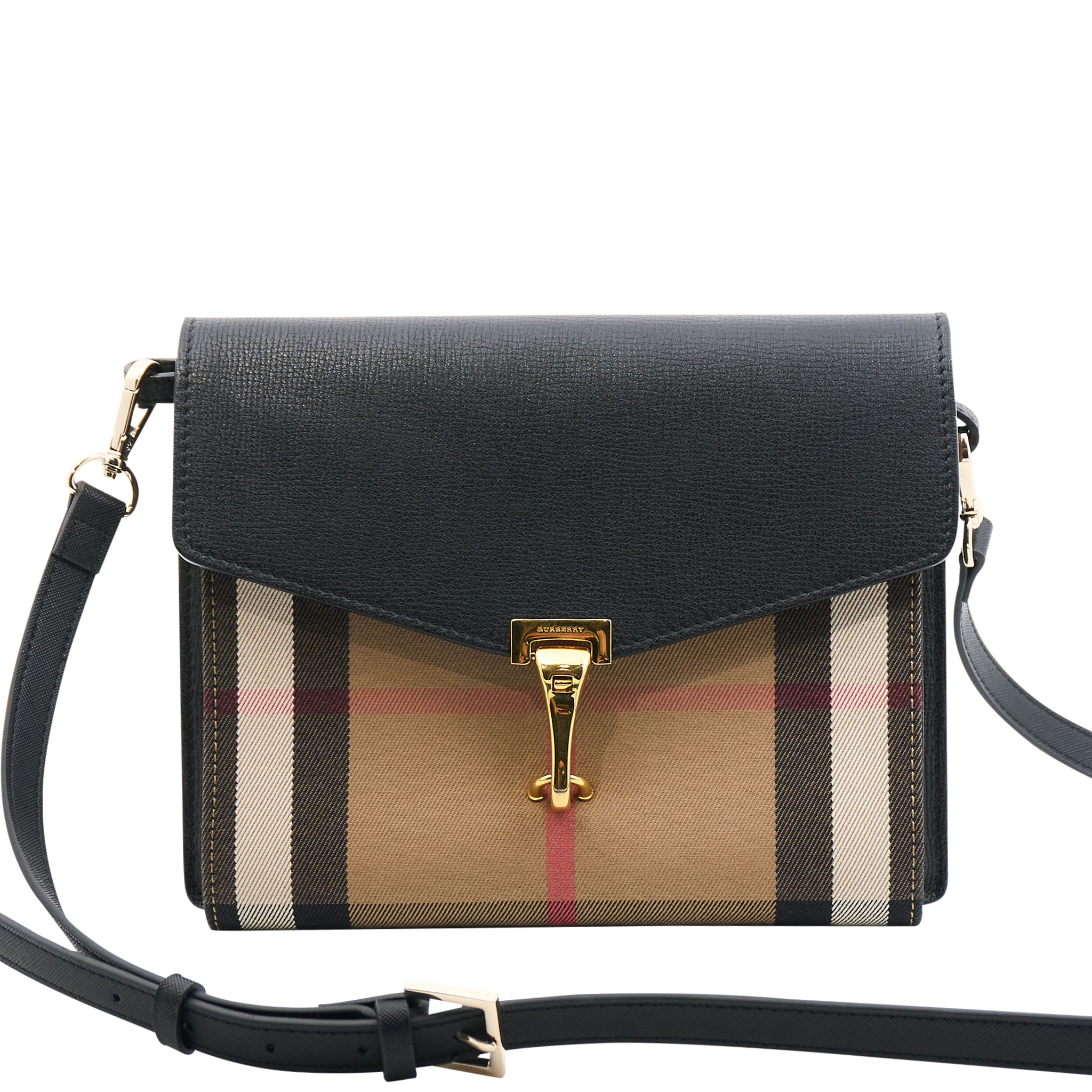 Burberry Derby Calfskin House Check Macken Crossbody Bag