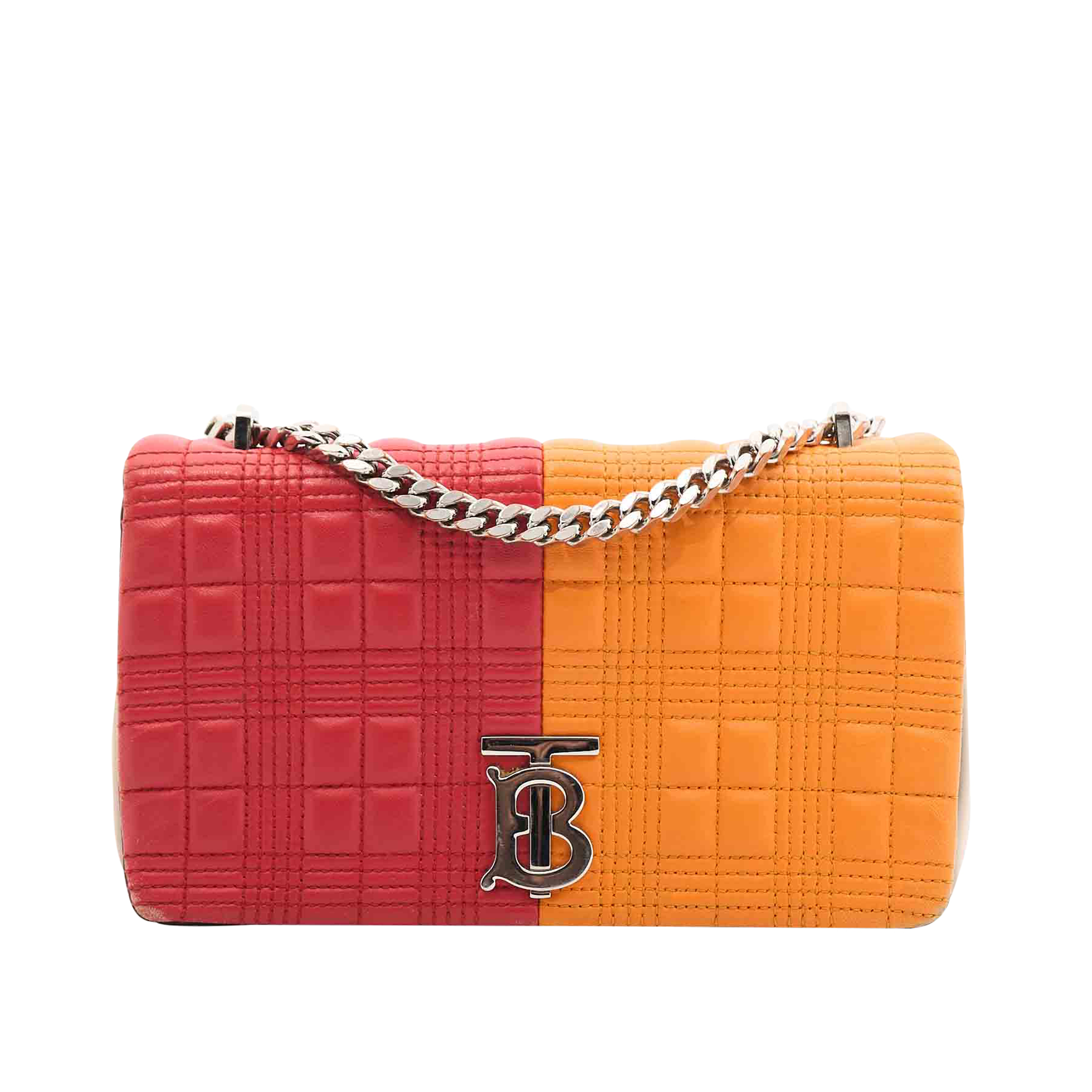 Burberry Leather Quilted Crossbody in Orange and Red